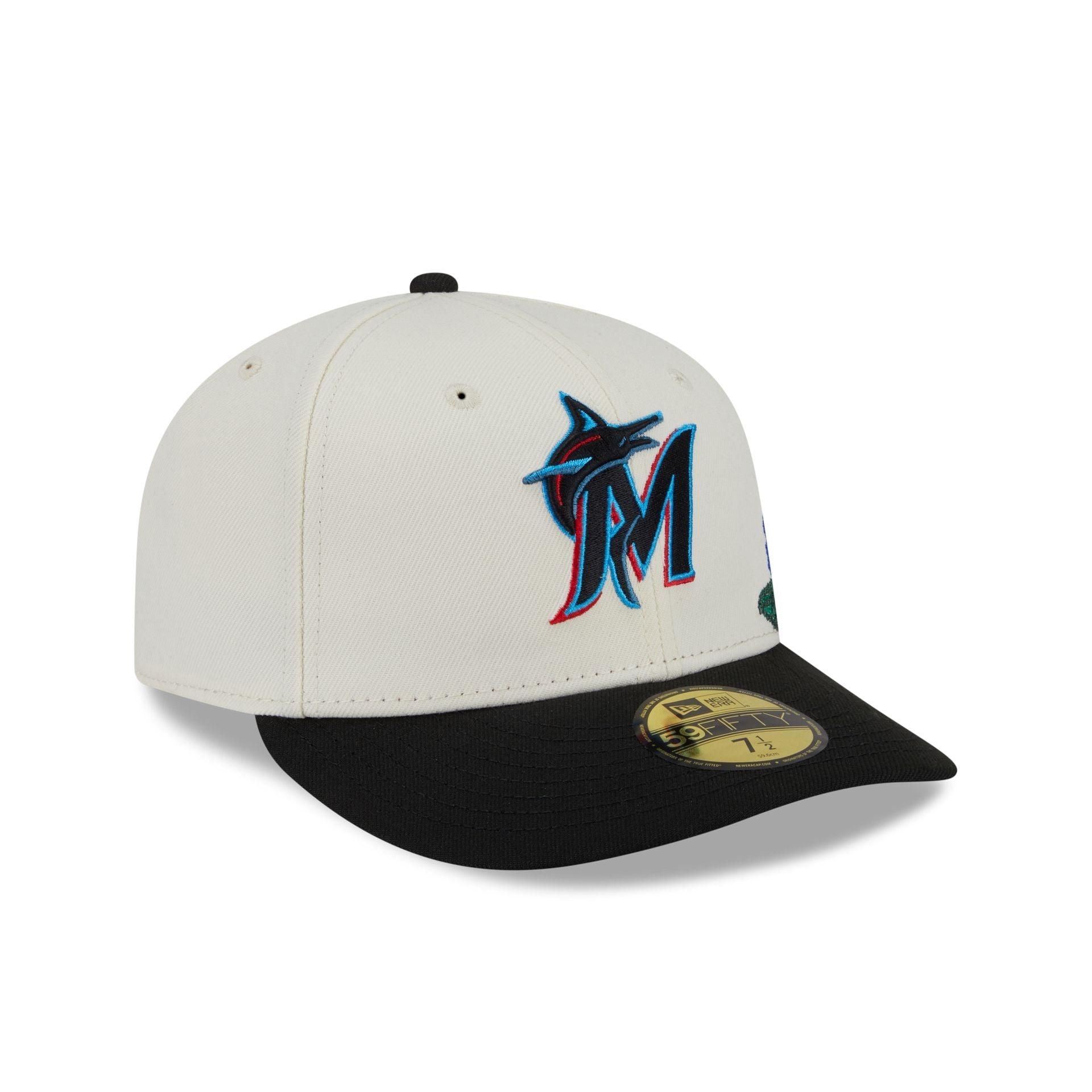Miami Marlins Tonal Florals White 59FIFTY Fitted Hat Male Product Image