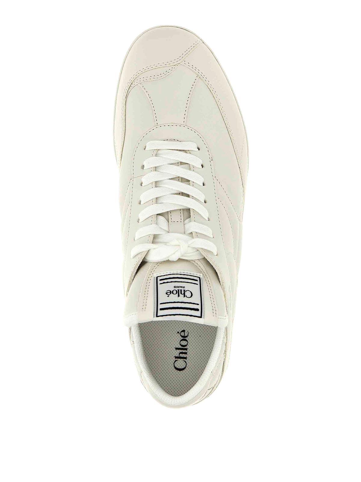 CHLOÉ Womens Chloe Kick Brand-patch Leather Low-top Trainers In White Product Image