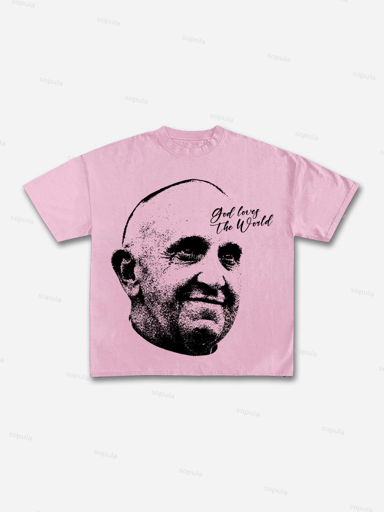 Vintage Abstract Portrait Print Graphic Cotton T-shirt Product Image