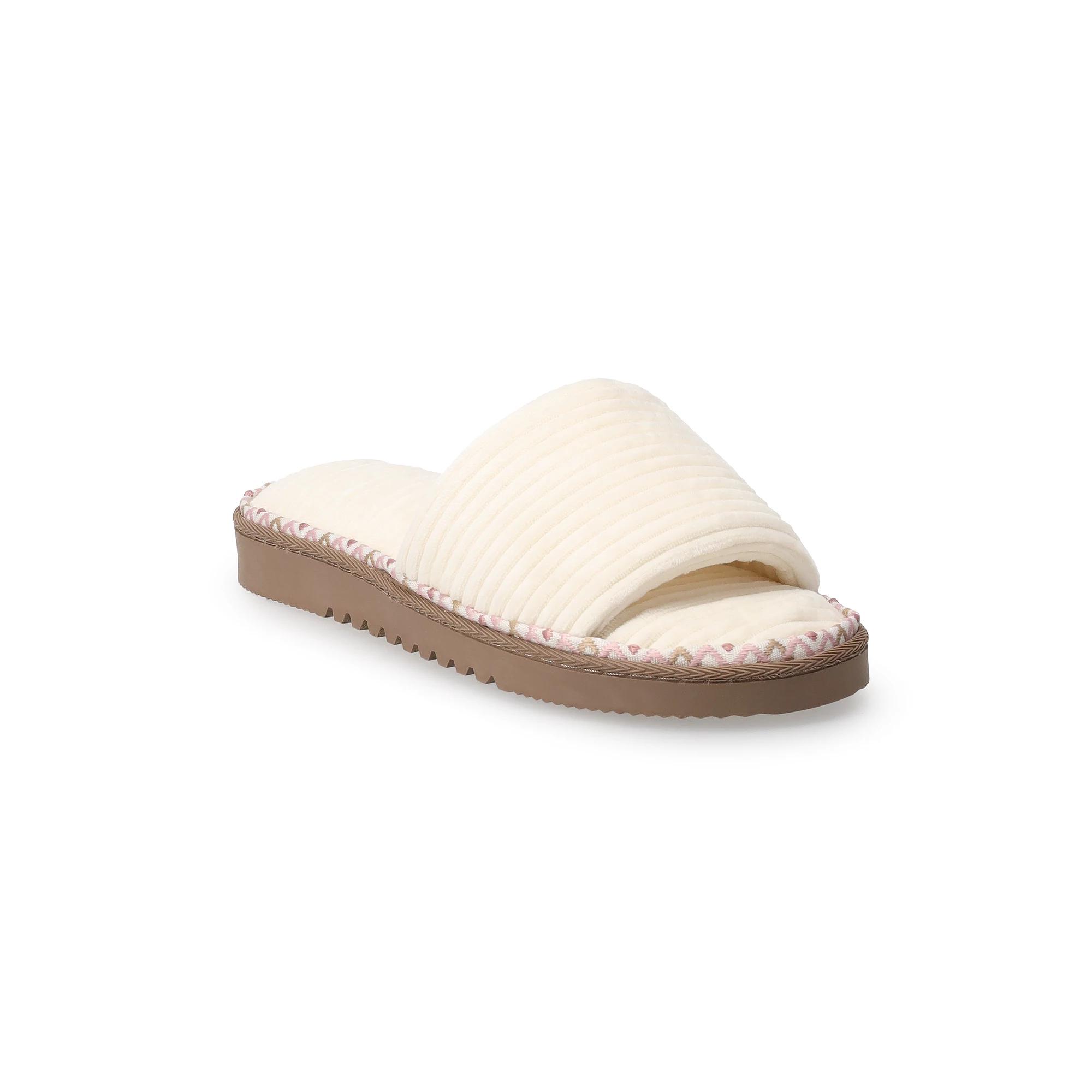 Sonoma Goods For Life® Futuraa Ribbed Slide Slippers, Women's, Size: XL, White Product Image