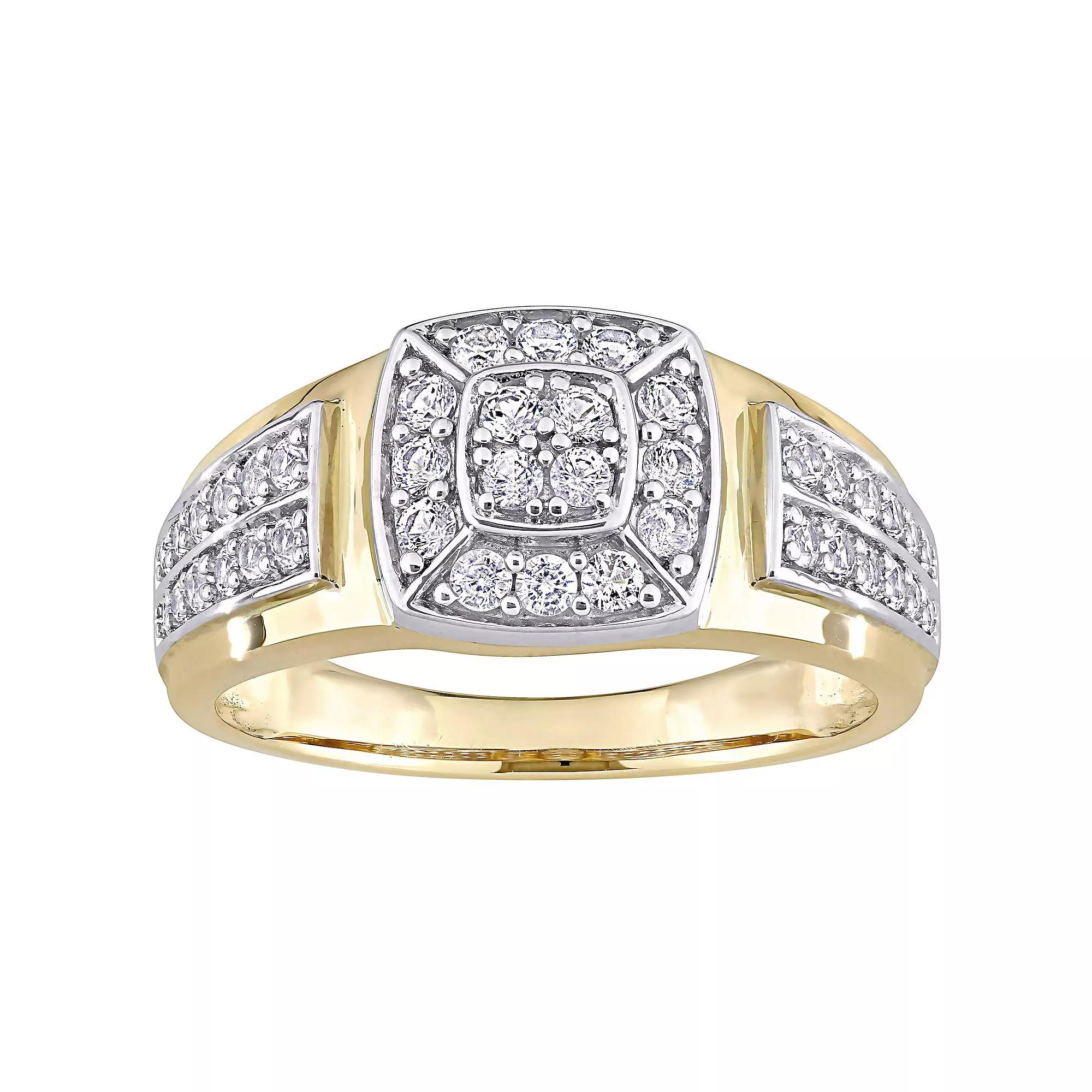 Stella Grace Men's 10k Gold Two Tone Lab-Created White Sapphire Square Ring, Size: 12.50, 10k Two Tone Product Image