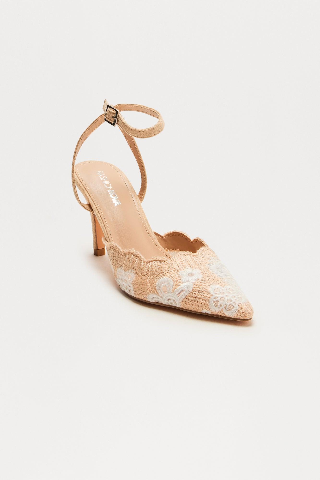Kena Floral Crochet Pumps - Beige Product Image
