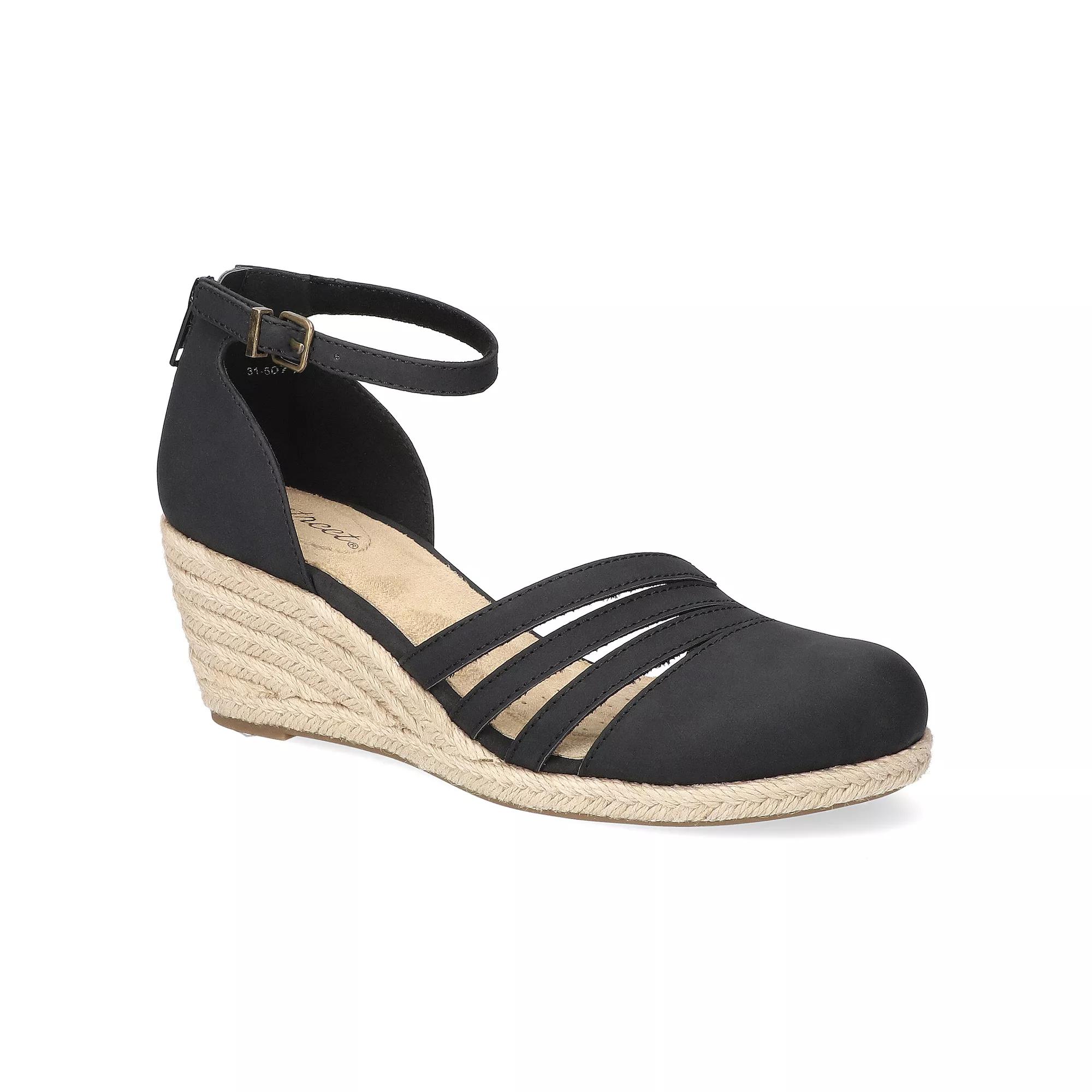 Easy Street Daytona Espadrille Women's Wedge Sandals, Size: 7 XW, Black Product Image