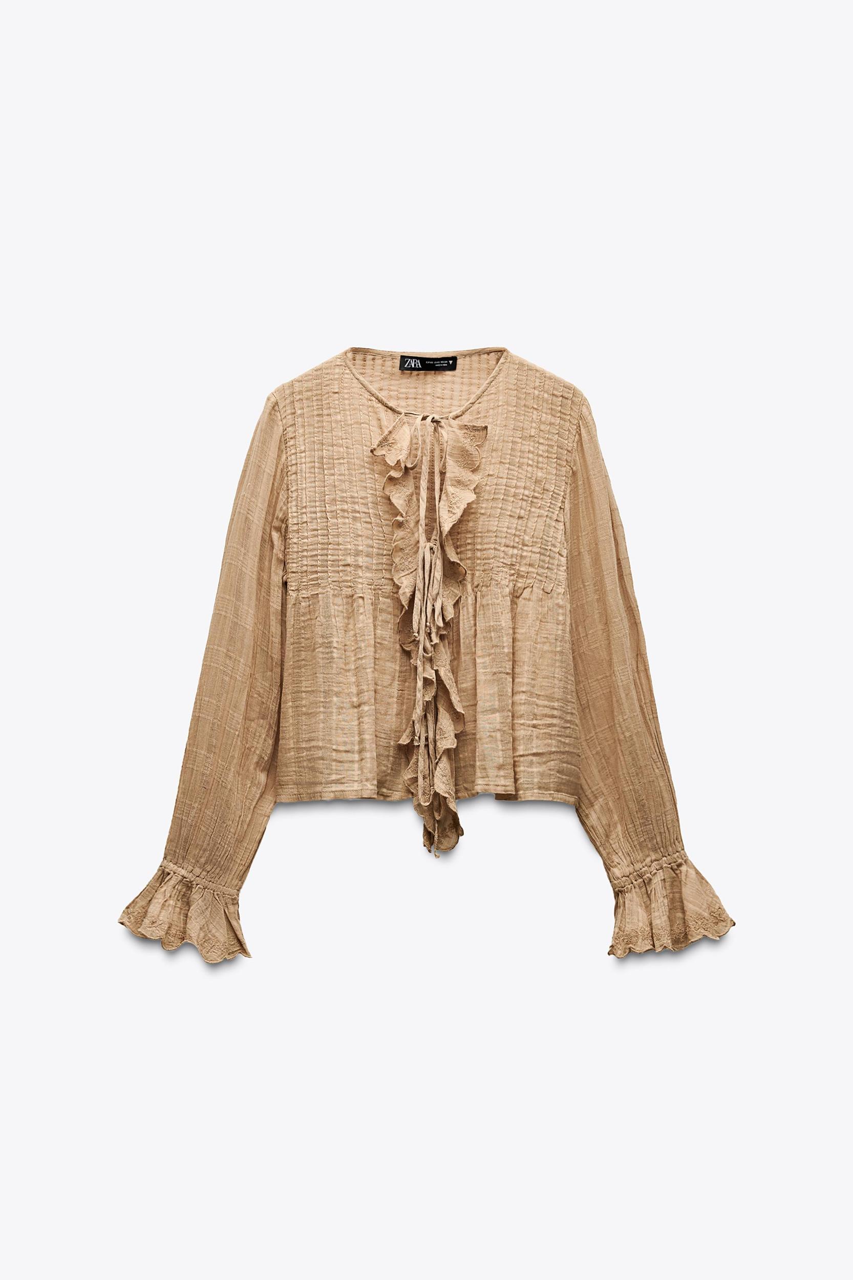 TEXTURED WEAVE RUFFLED SHIRT Product Image