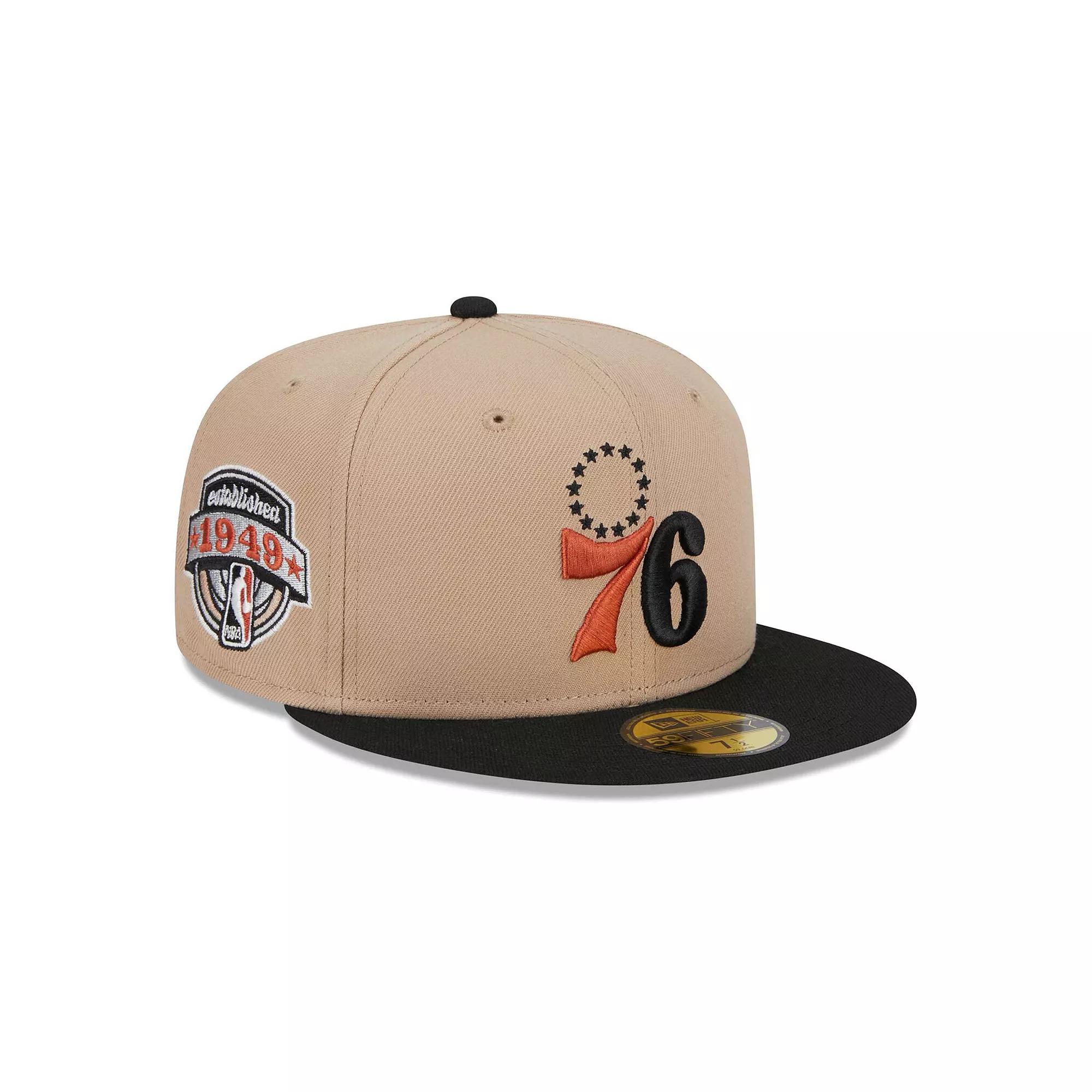 Men's New Era Tan/Black Burnt Orange Logo 2-Tone 59FIFTY Fitted Hat, Size: 7 1/2, 76r Team Product Image