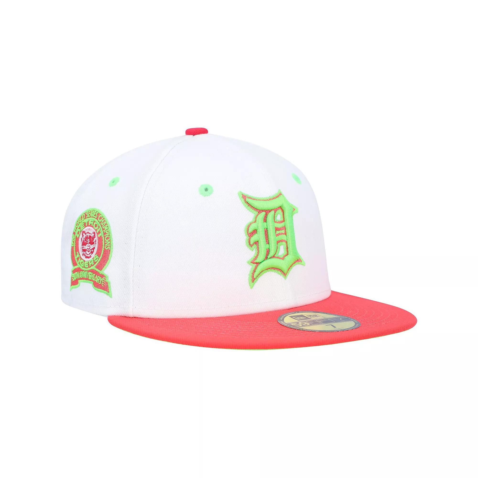 Men's New Era White/Coral Detroit Tigers 1968 World Series Strawberry Lolli 59FIFTY Fitted Hat,  Product Image