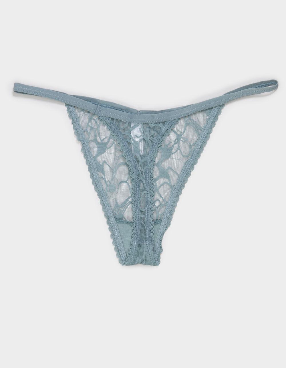 FULL TILT All Over Floral Lace Thong - BLUE Product Image