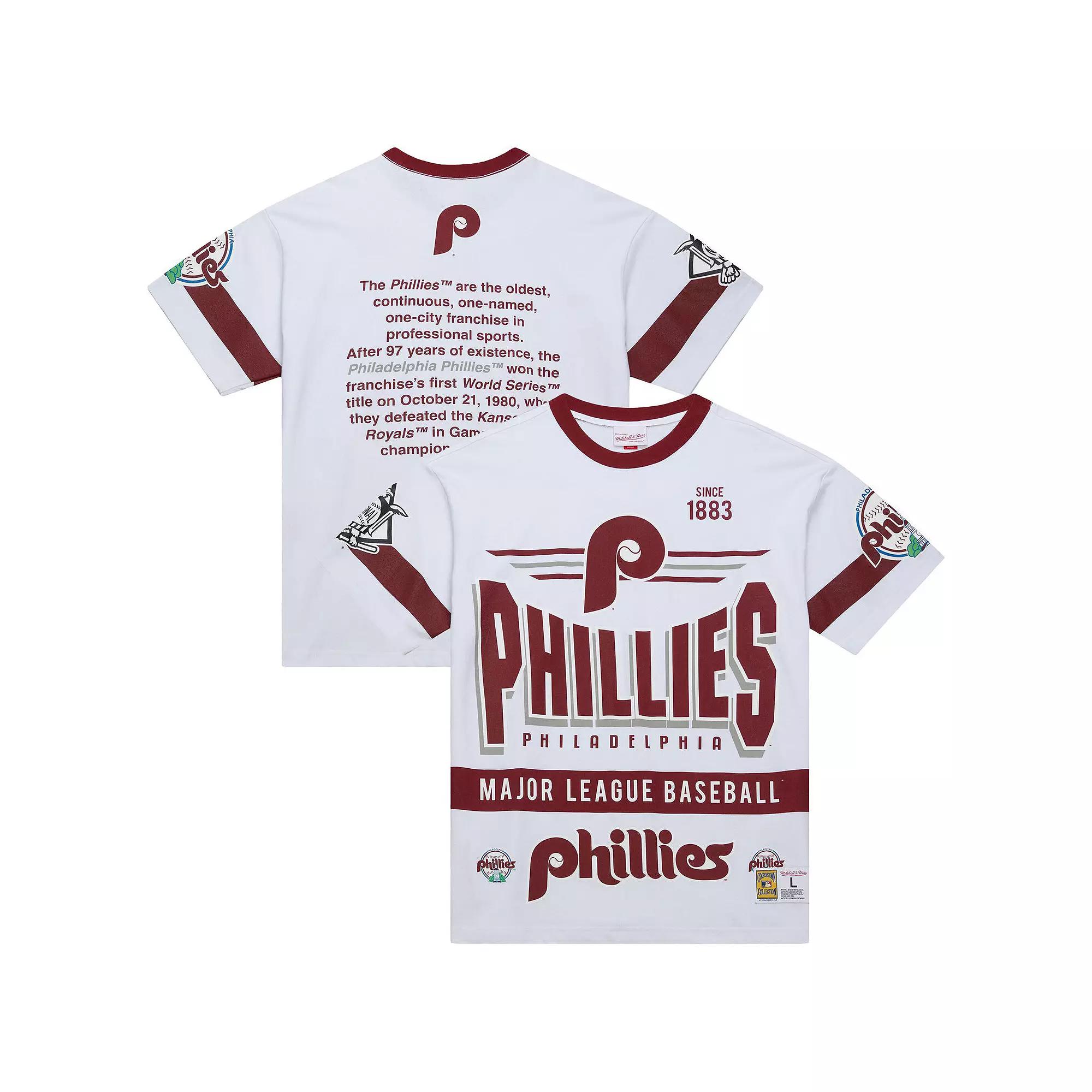 Men's Mitchell & Ness White Philadelphia Phillies Cooperstown Collection Team Origins Premium T-Shirt,  Product Image