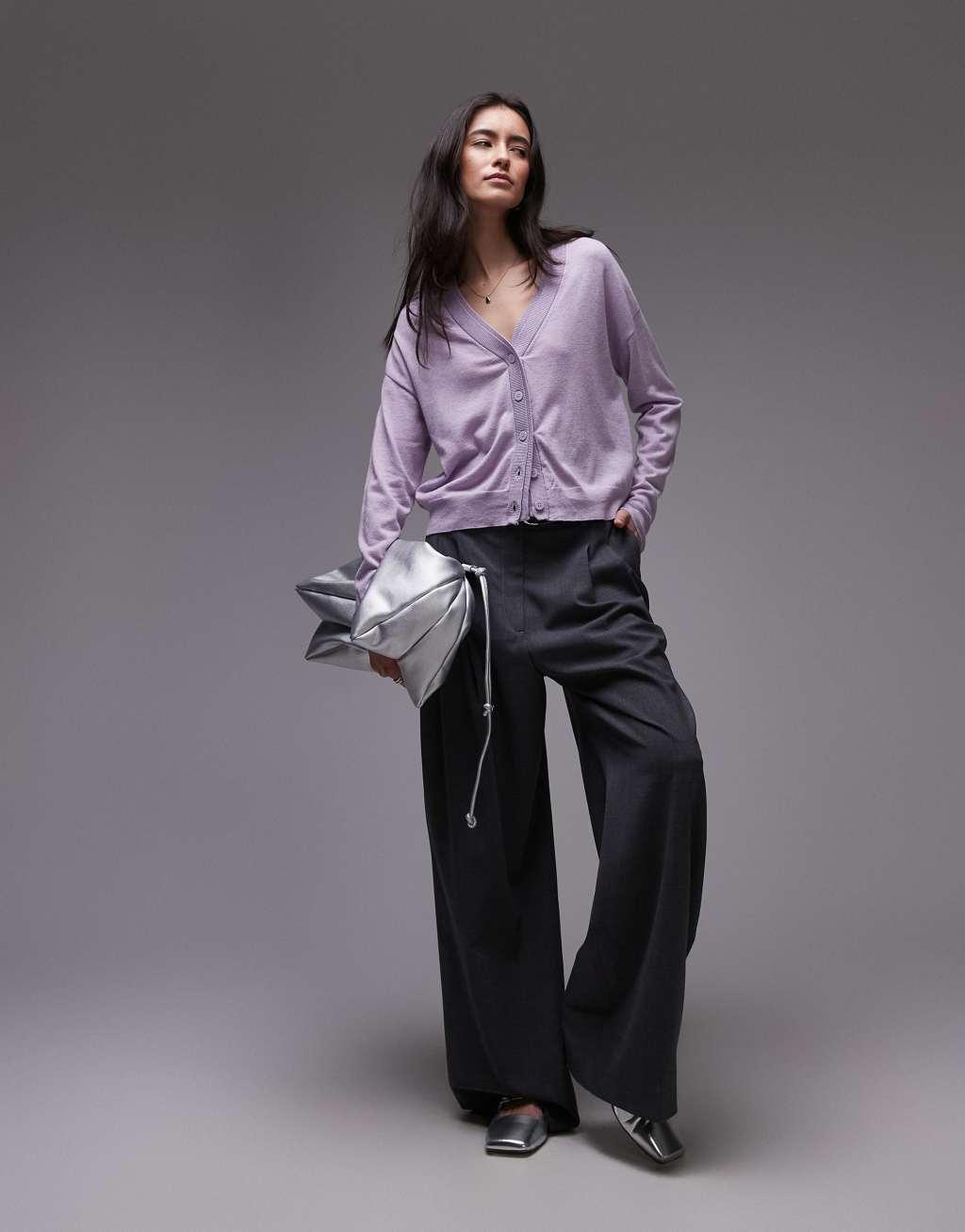 Mango oversized cardigan in lilac Product Image