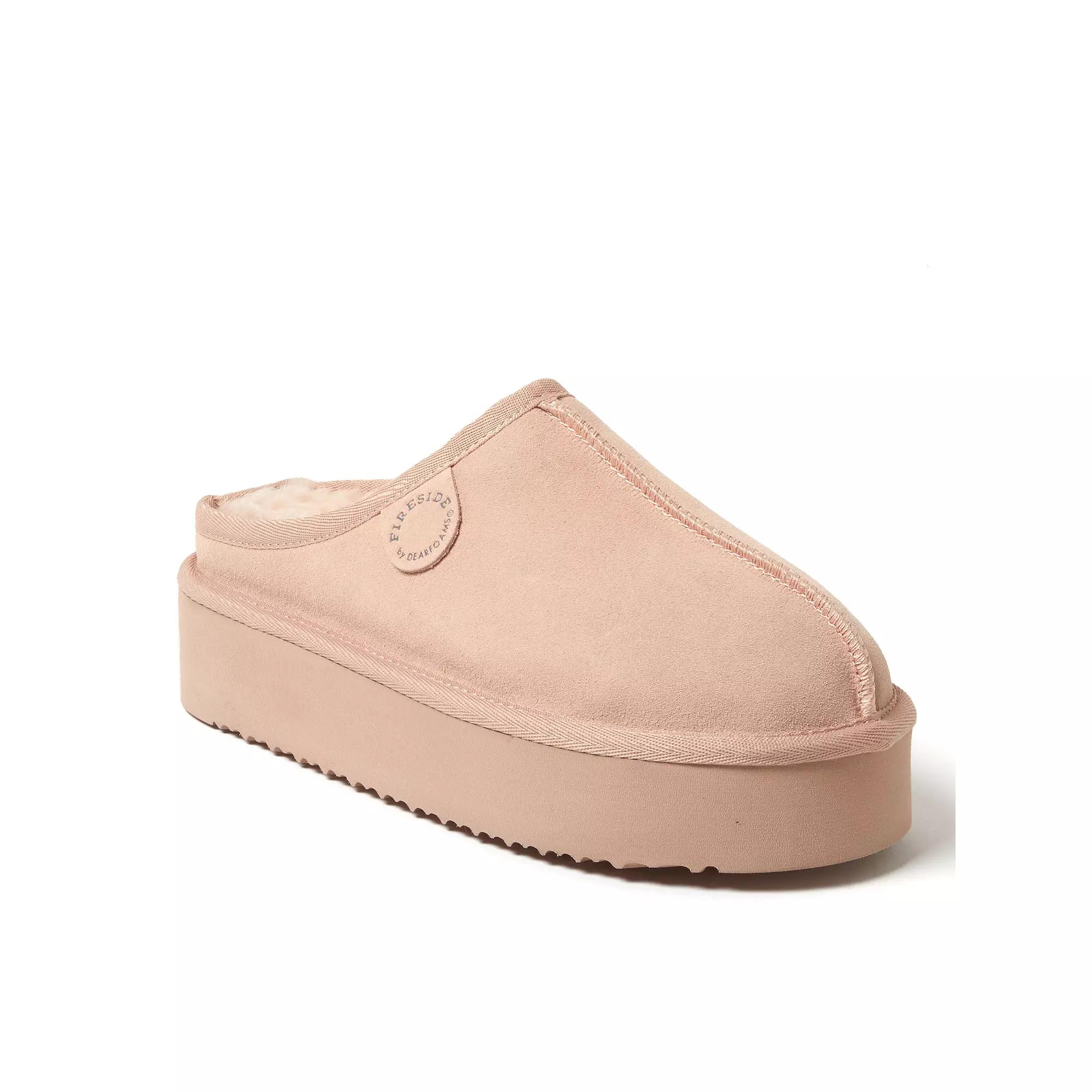 Fireside by Dearfoams Queenstown Womens Platform Clog Slippers Pink Dust Product Image