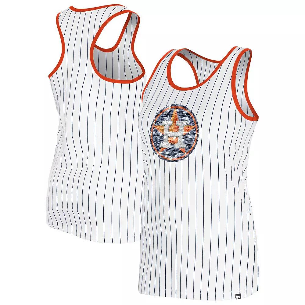 Women's New Era White Houston Astros Gameday Pinstripe Tank Top,  Product Image