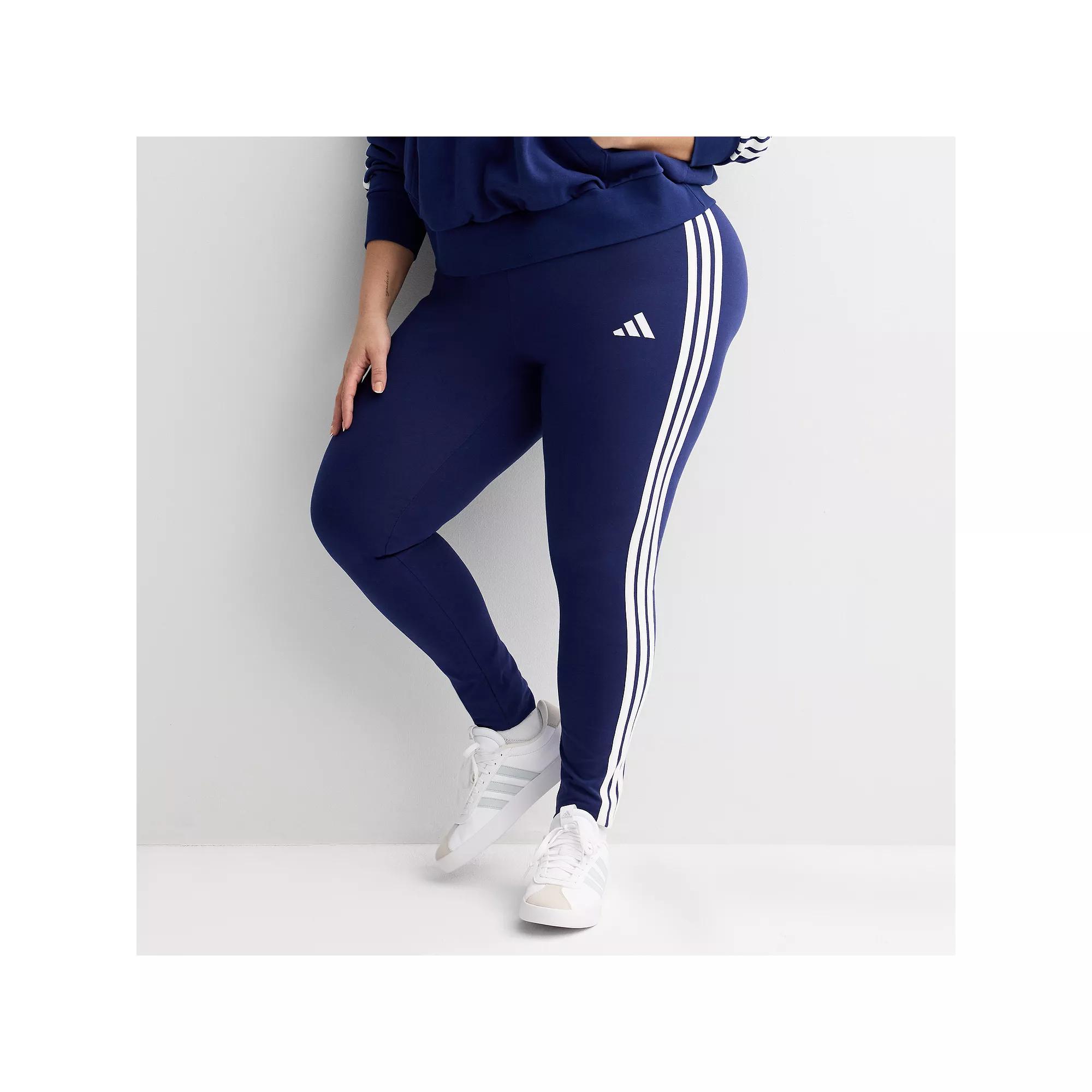 Plus Size adidas Essentials 3-Stripes Cotton Leggings, Women's, Size: 3XL, Dark Blue Product Image