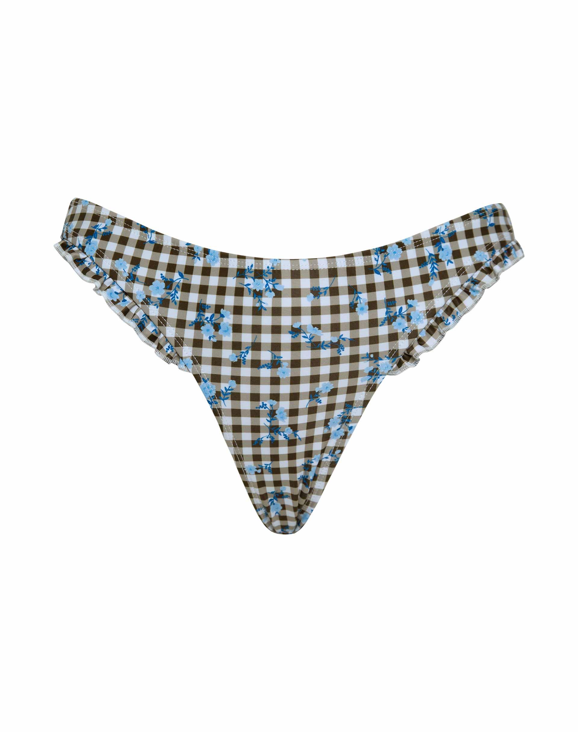 Effie Bikini Bottom in Floral Gingham Brown Female Product Image