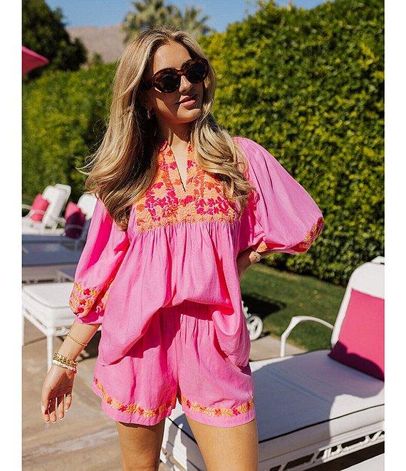 J.Marie Carlie V-Neck 3/4 Puff Sleeve Top Product Image