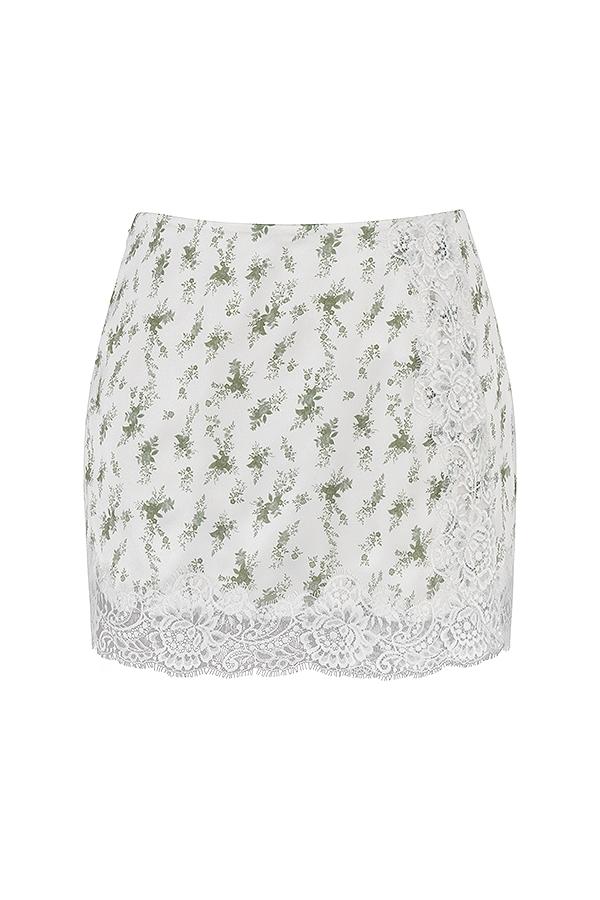 Noemie  garden print lace trim mini skirt Product Image