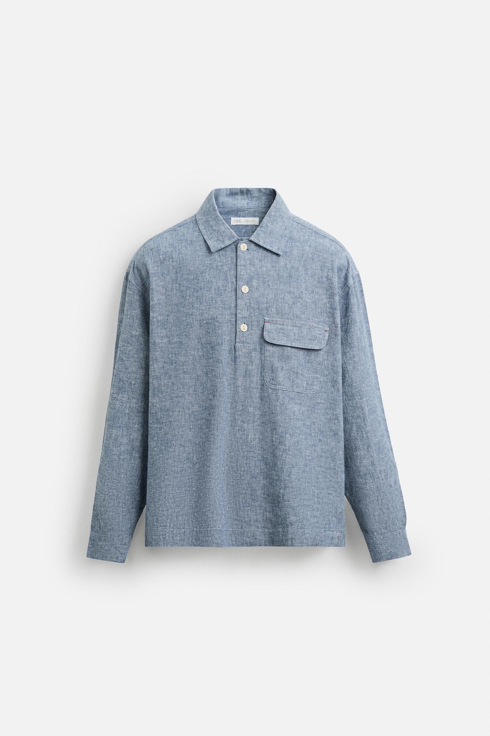 LINEN - COTTON POLO SHIRT Product Image