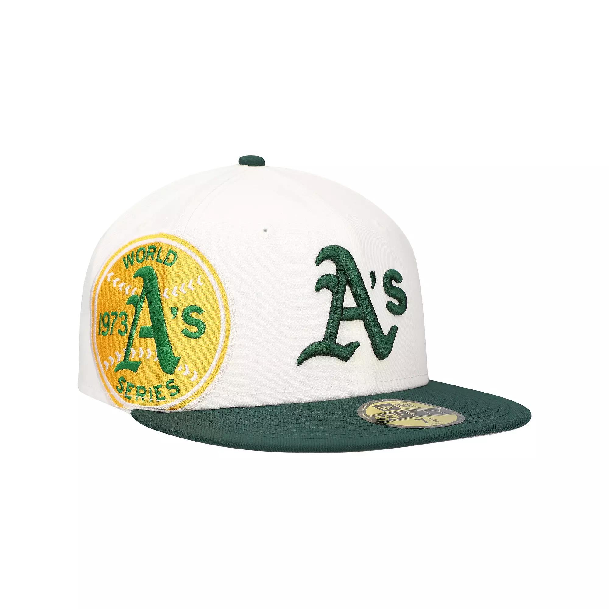 Men's New Era White/Green Oakland Athletics Major Sidepatch 59FIFTY Fitted Hat,  Product Image