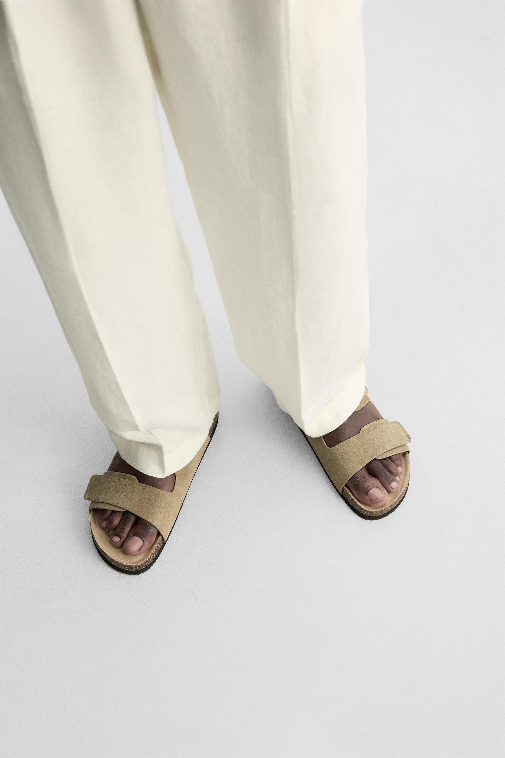 DOUBLE STRAP LEATHER SANDALS Product Image