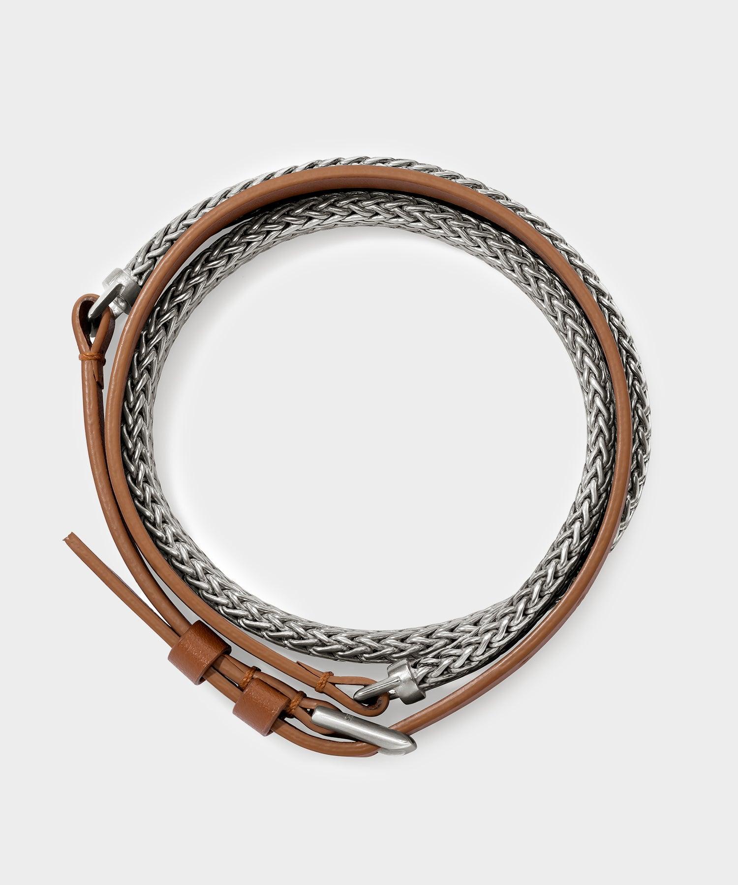 Todd Snyder x John Hardy Flat Silver Chain and Leather Bracelet Product Image