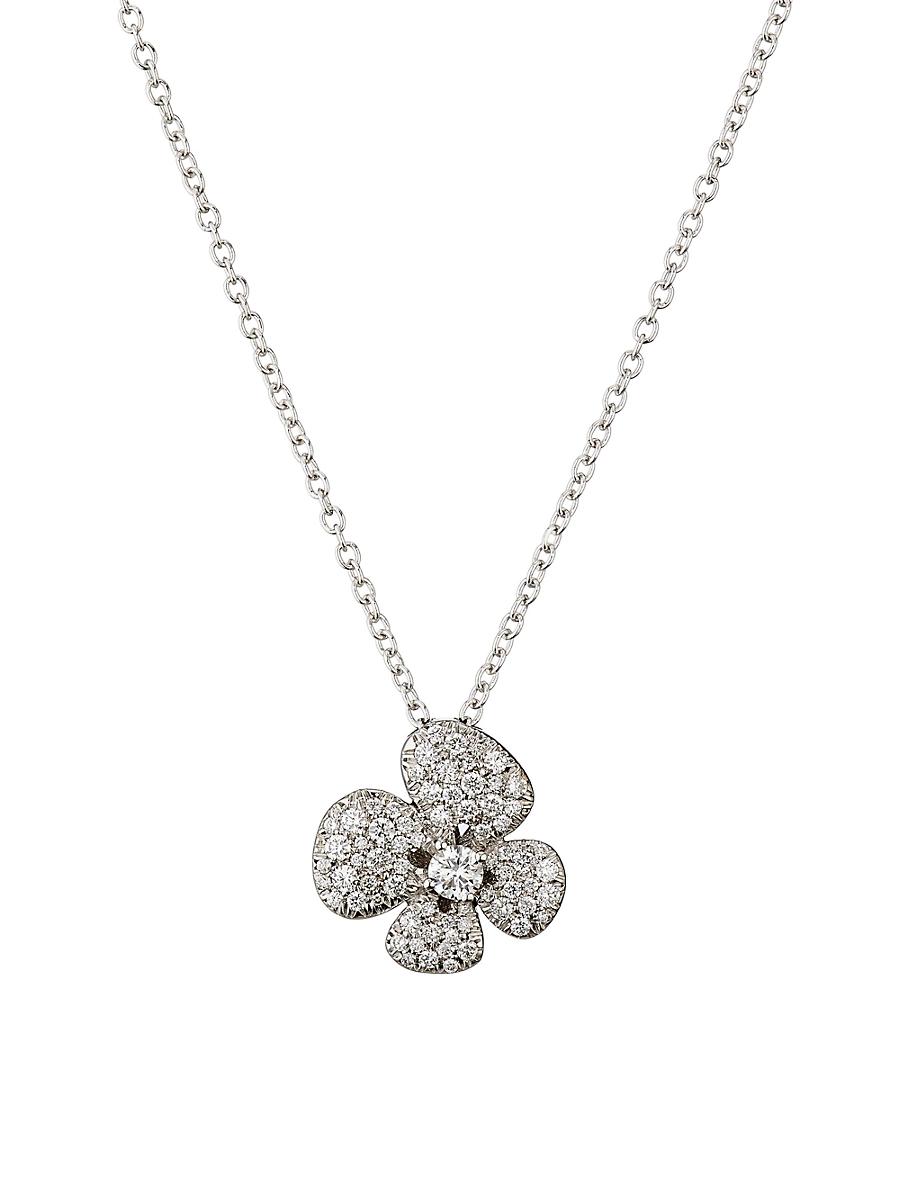 Womens Ischia 18K White Gold & 0.77 TCW Diamond Flower Pendant Necklace Product Image