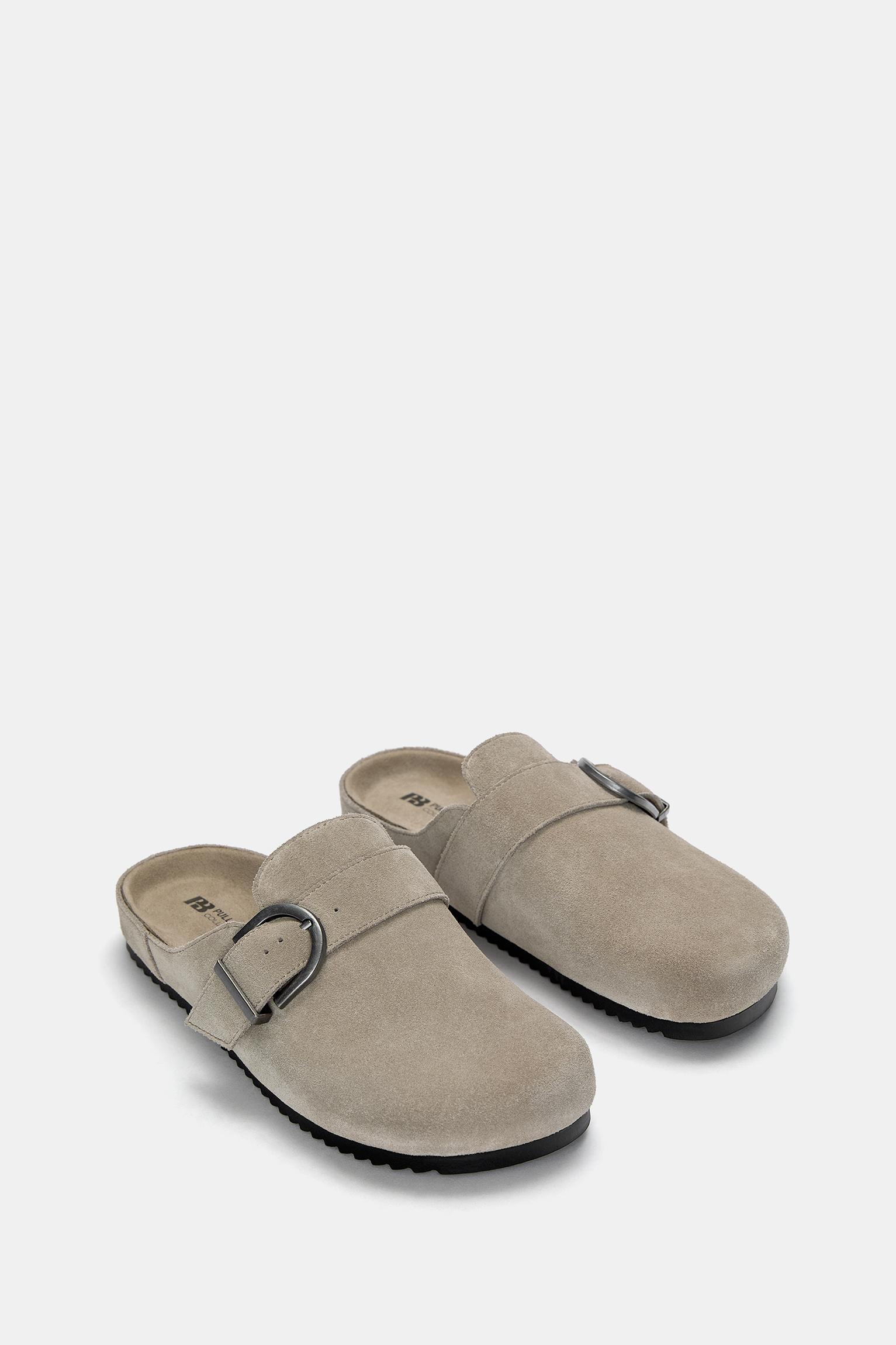 Leather clogs with buckle Product Image