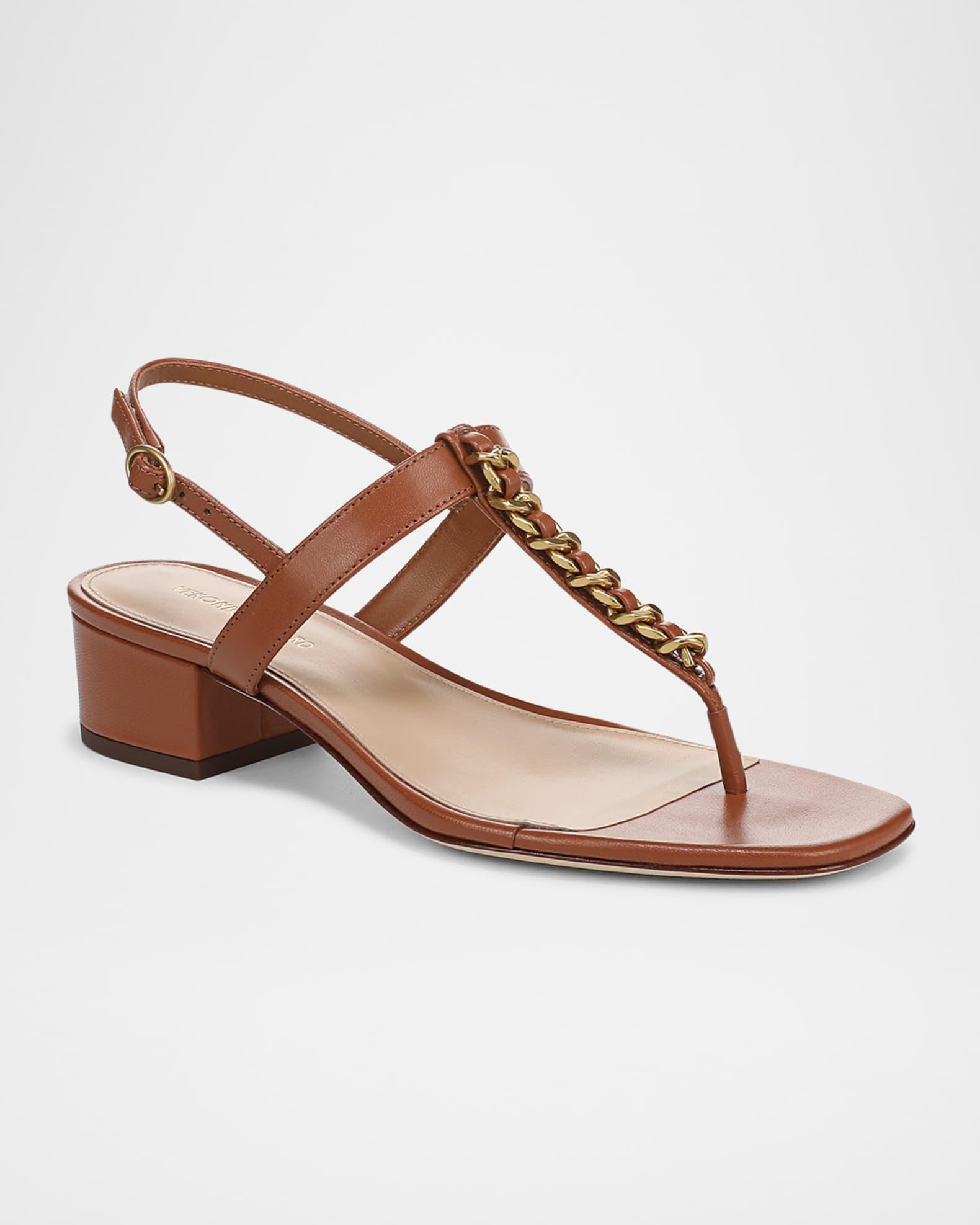 Andie Leather Chain Slingback Sandals Product Image