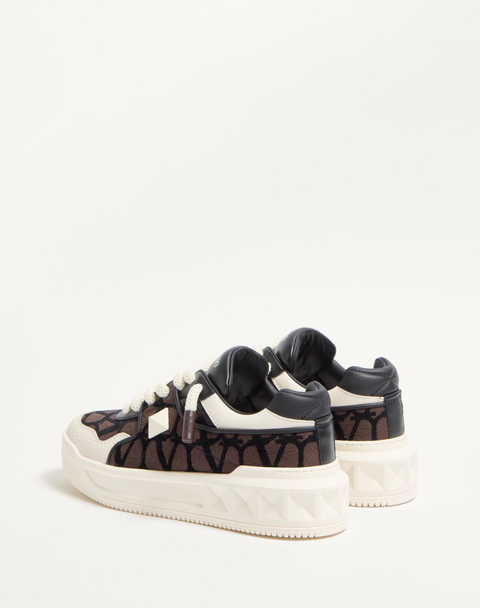 One Stud Xl Low-Top Sneaker In Nappa Leather And Toile Iconographe Fabric Product Image