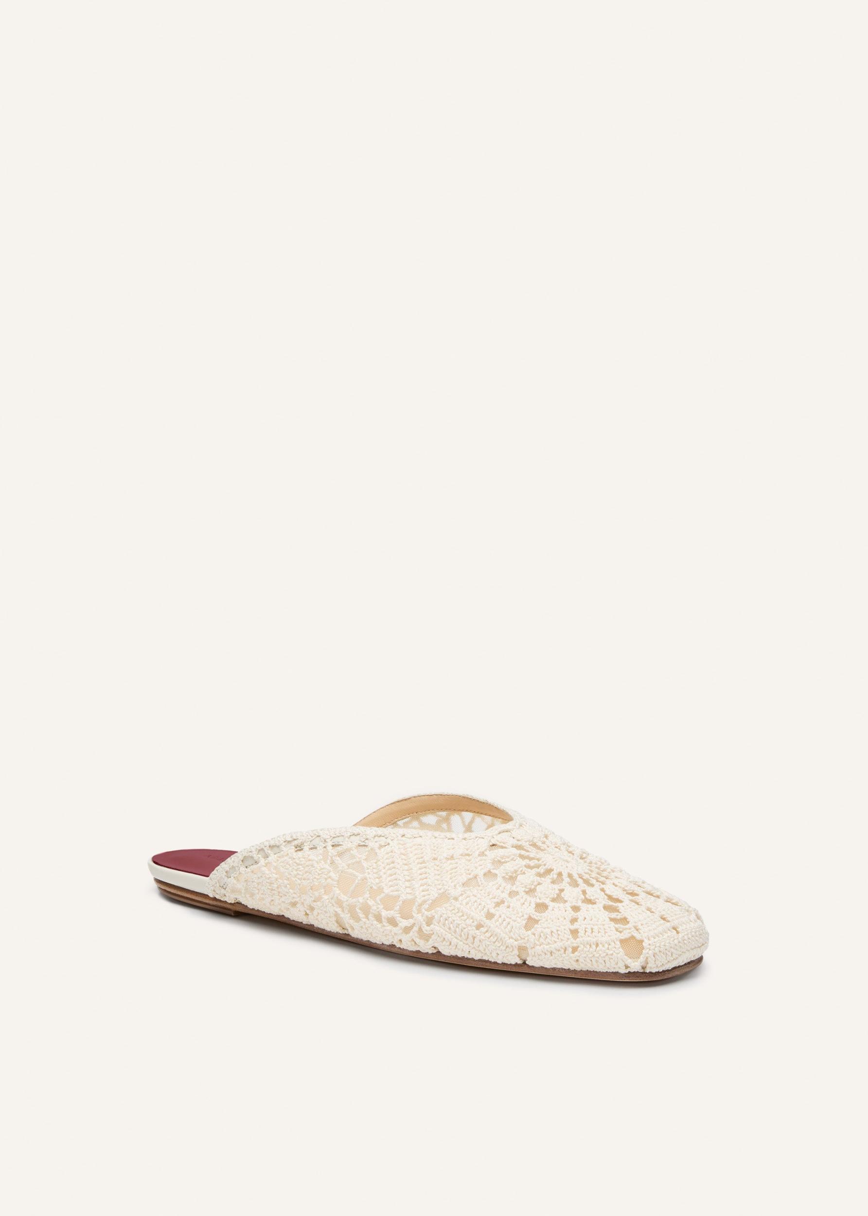 Crochet flat mules in cream Product Image