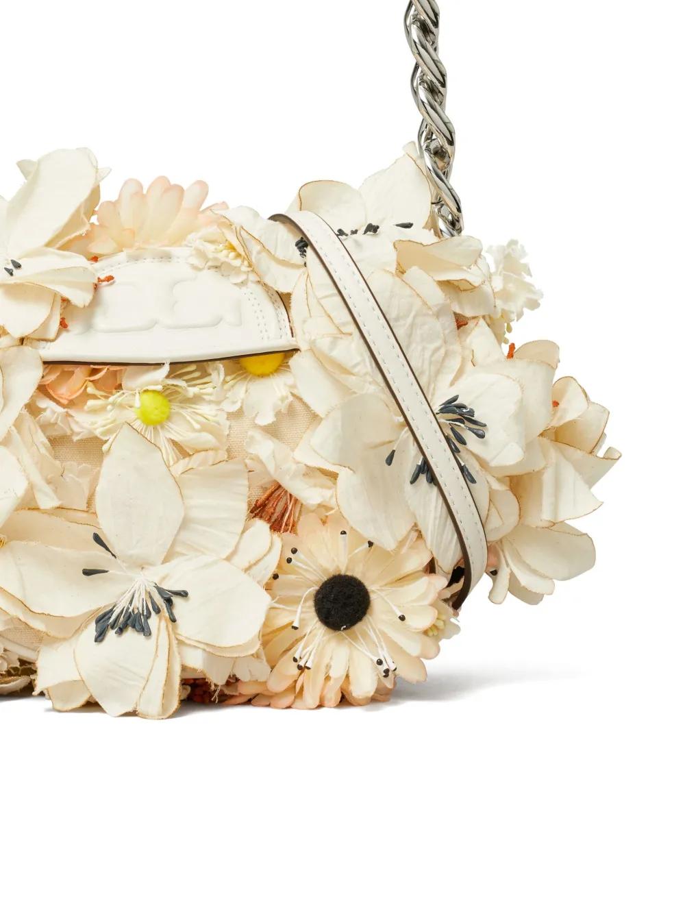 mini Fleming Soft Crescent floral-embellished shoulder bag Product Image