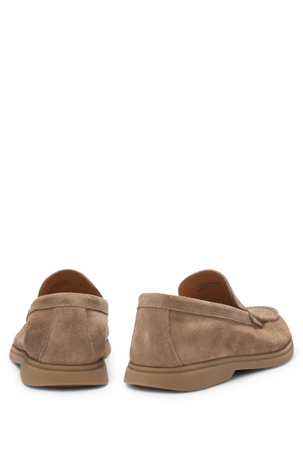 BOSS - Suede loafers with contrast outsole - Beige Product Image