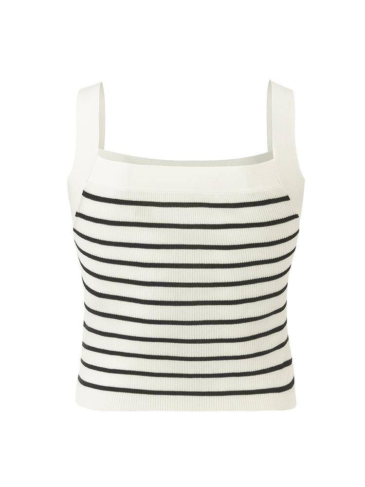 Acetate Striped Square Neck Women Knit Vest Product Image