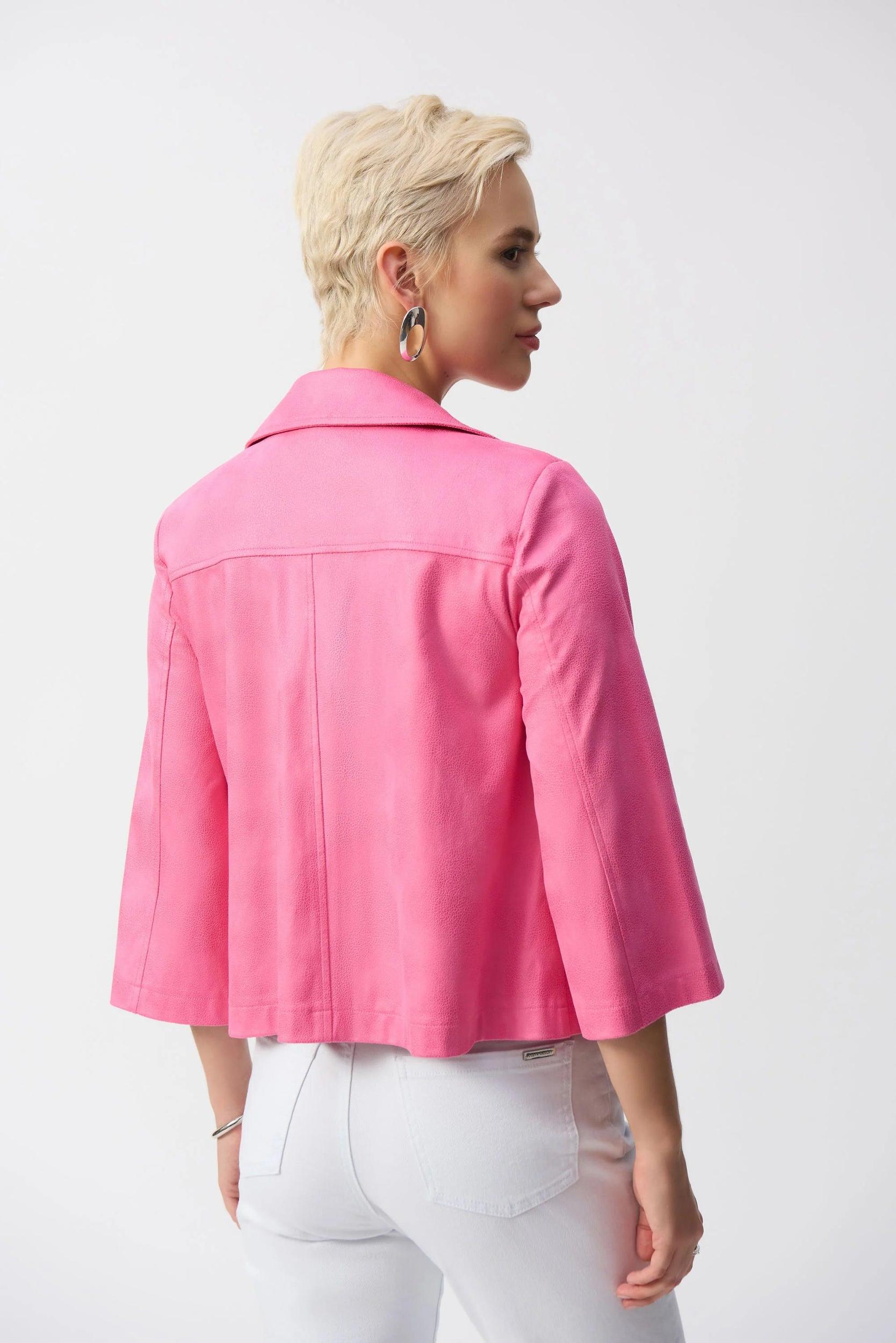 Foiled Faux Suede Swing Jacket- Bubblegum Product Image