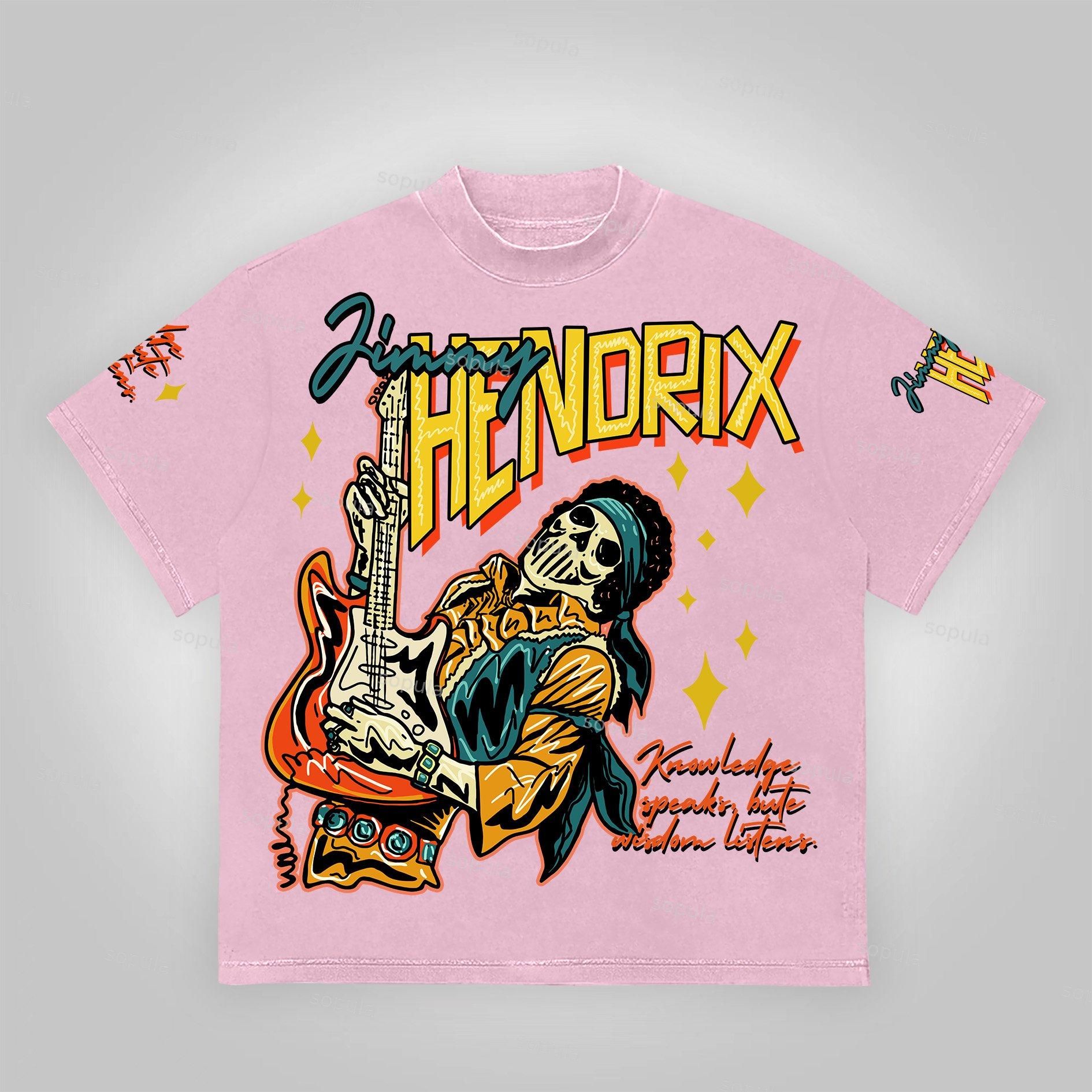 Hendrix Fashion Guitarist Graphic Cotton T-Shirt Product Image