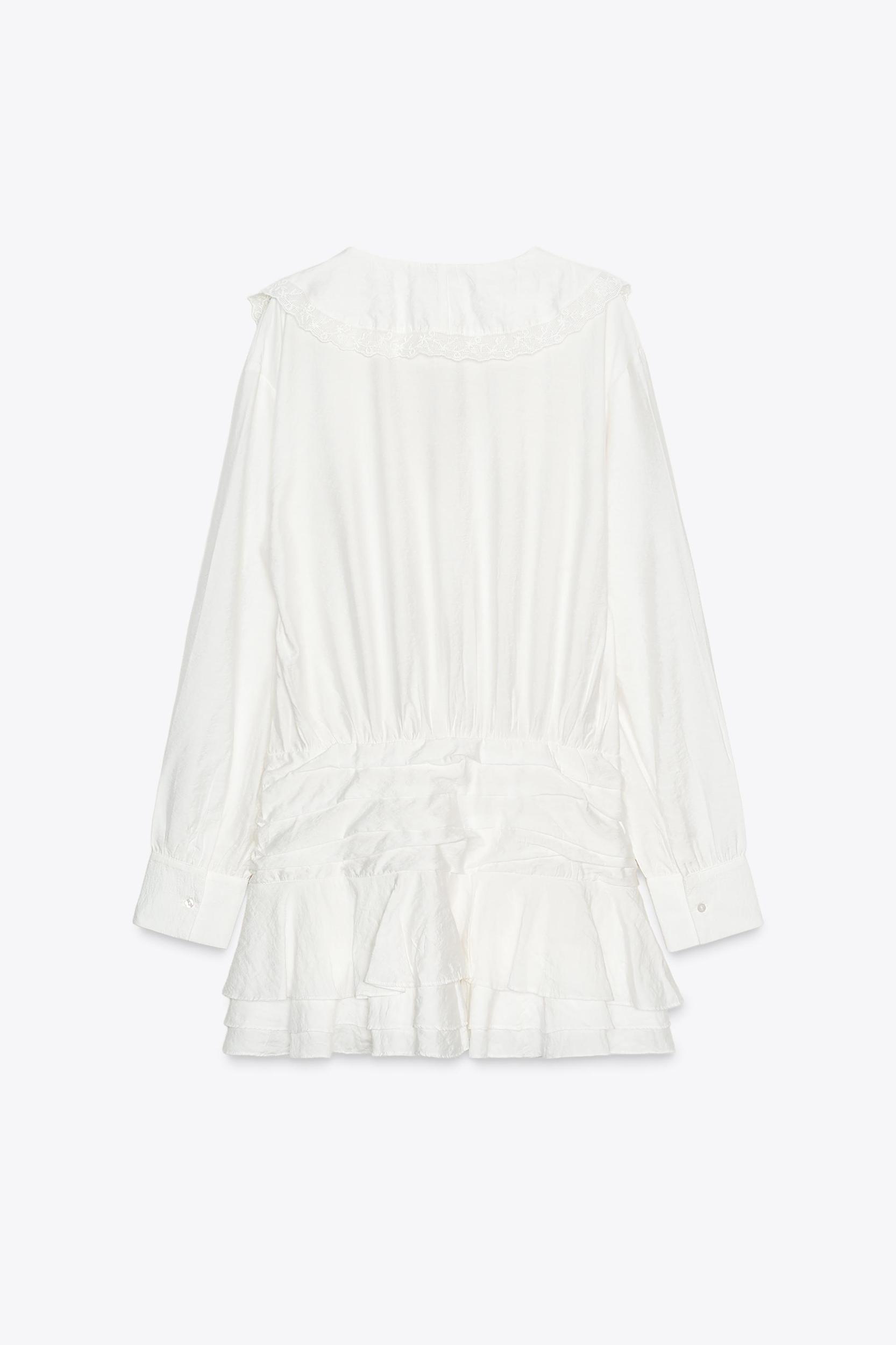 RUFFLED EMBROIDERED SHORT DRESS Product Image