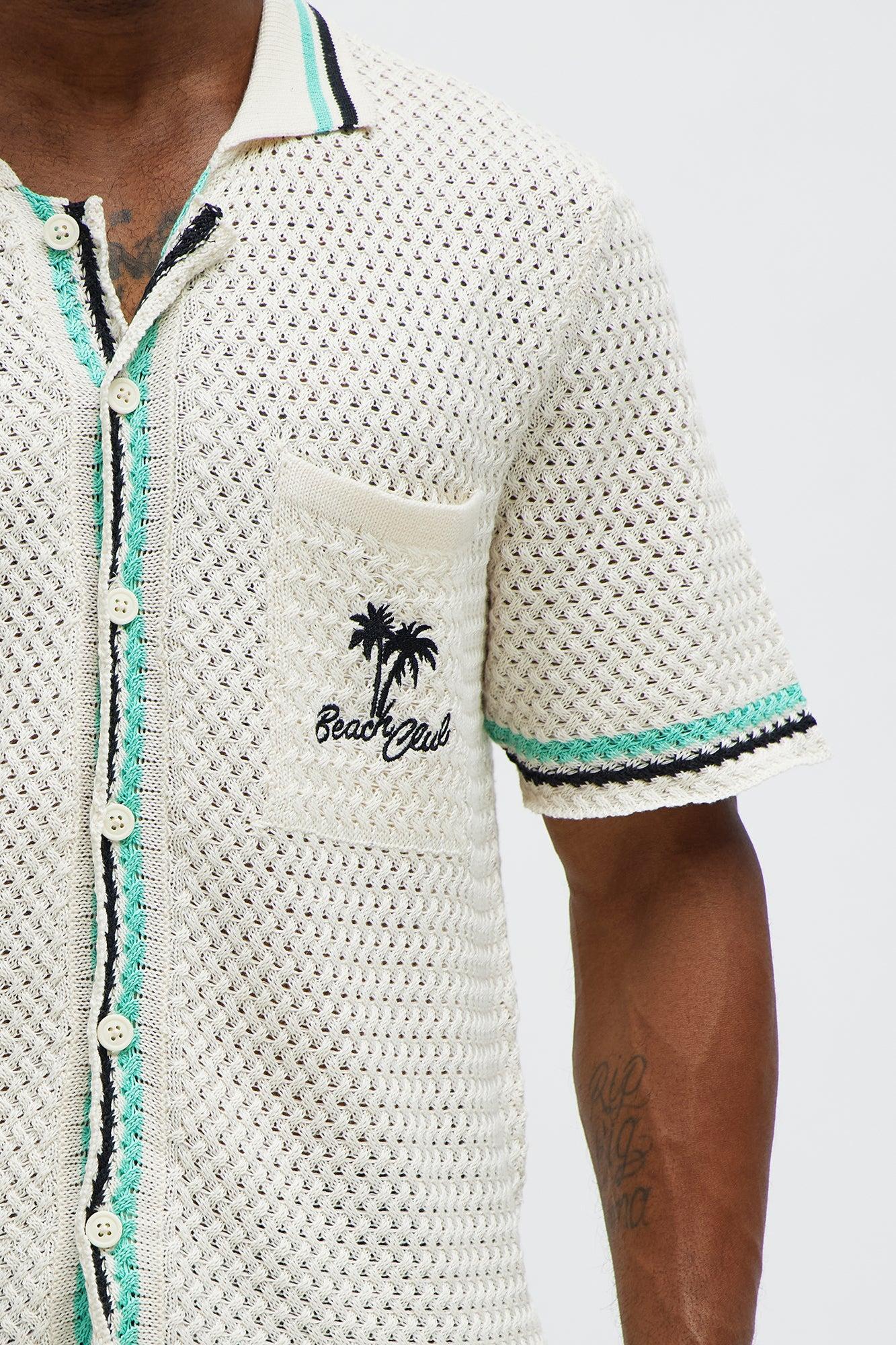Vacay Crochet Button Up Shirt - Cream/combo Product Image