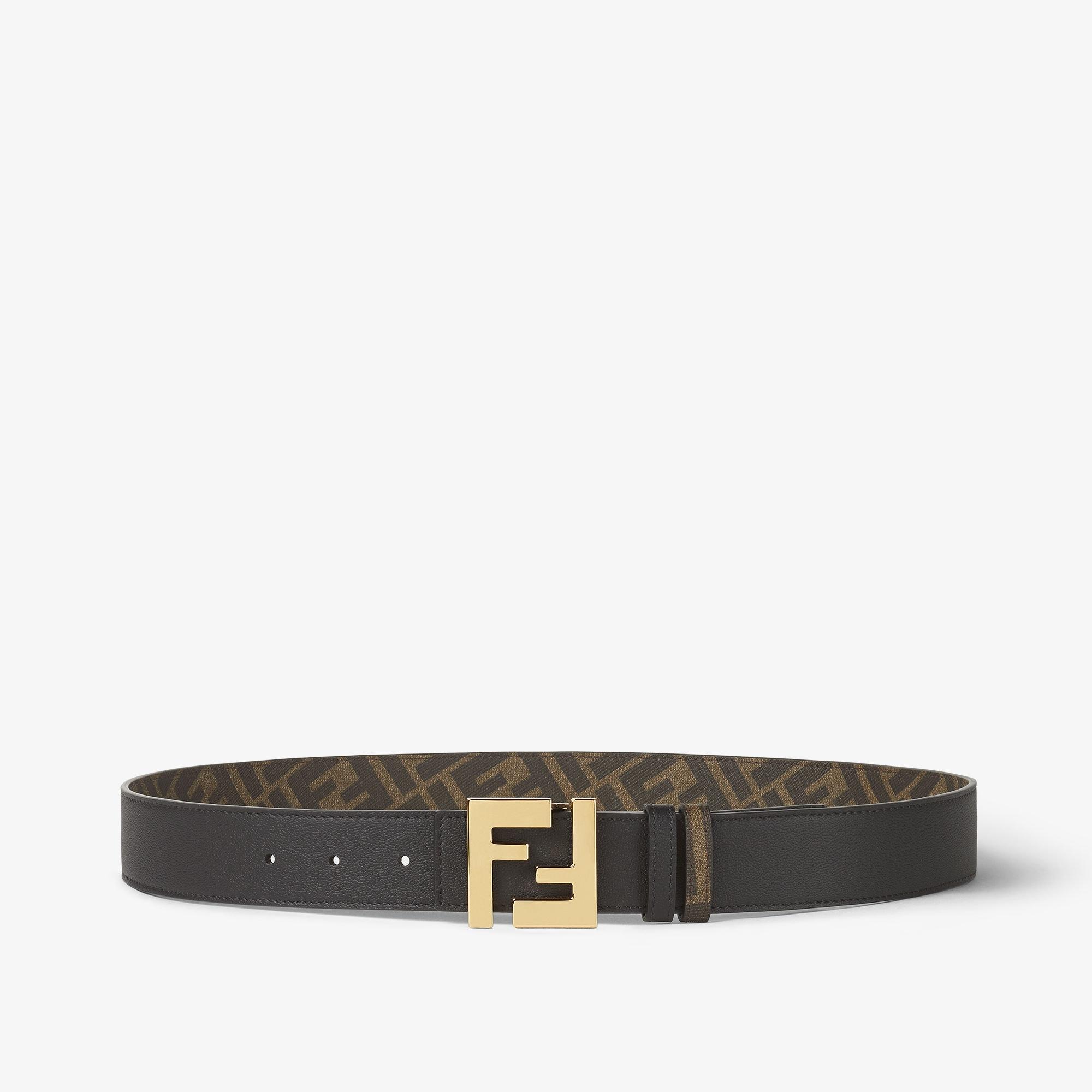 Squared FF beltBlack leather reversible belt Product Image