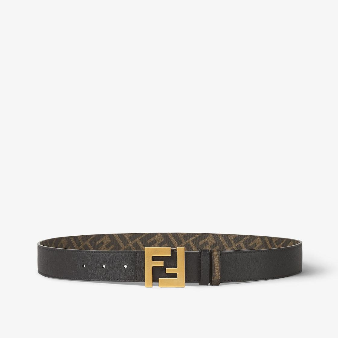 Squared FF beltBlack leather reversible belt Product Image