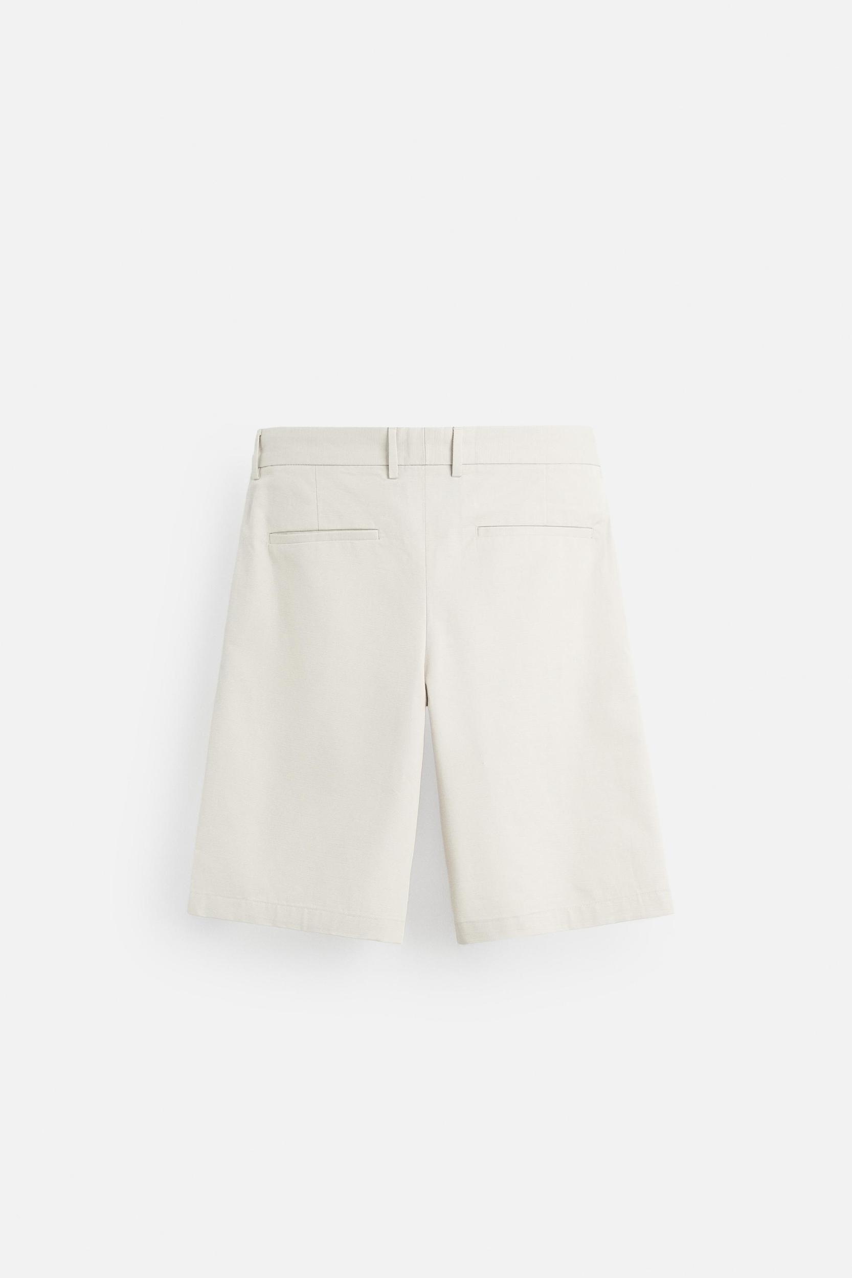 PLEATED COTTON LINEN SHORTS Product Image