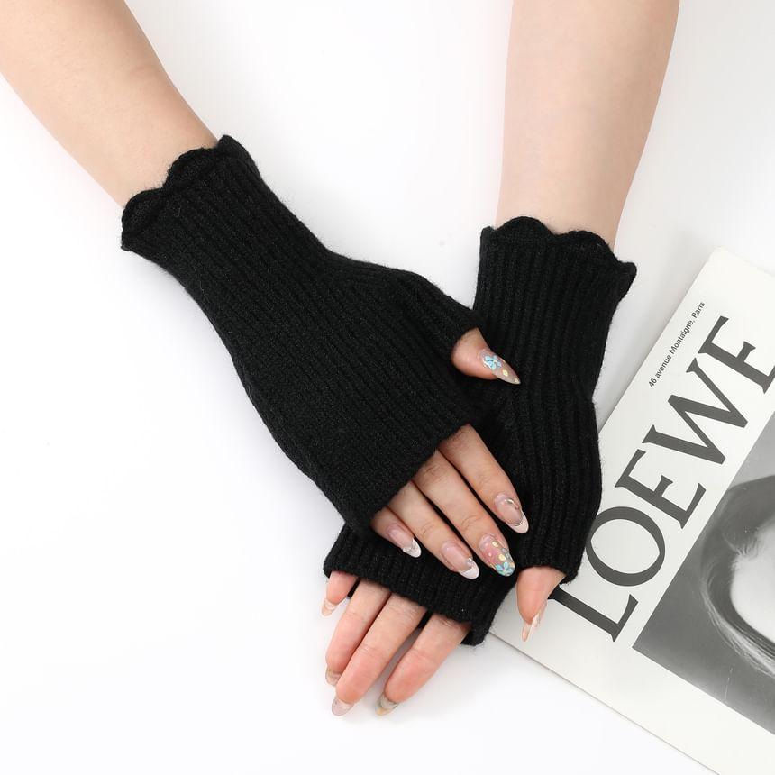 Ribbed Knit Fingerless Gloves Product Image