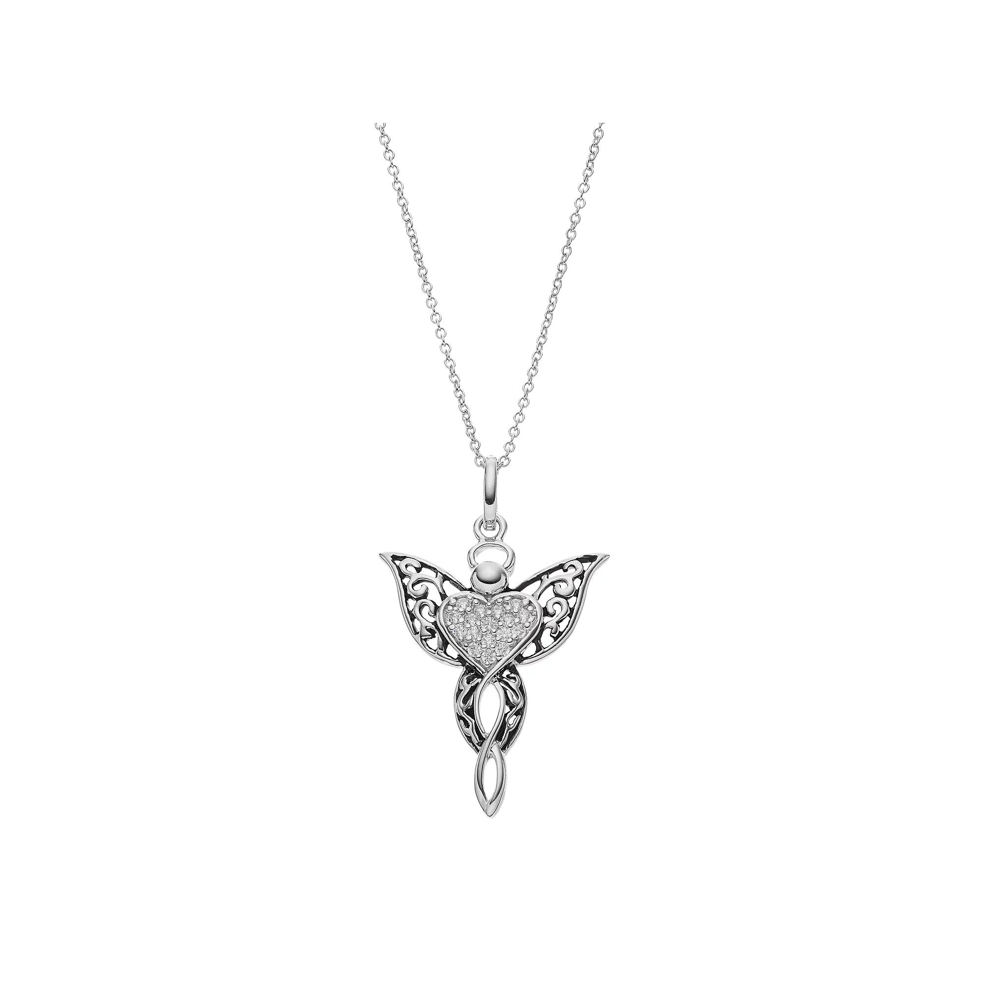 Sentimental Expressions Sterling Silver Cubic Zirconia Angel of Blessing Necklace, Women's, Size: 18", White Product Image