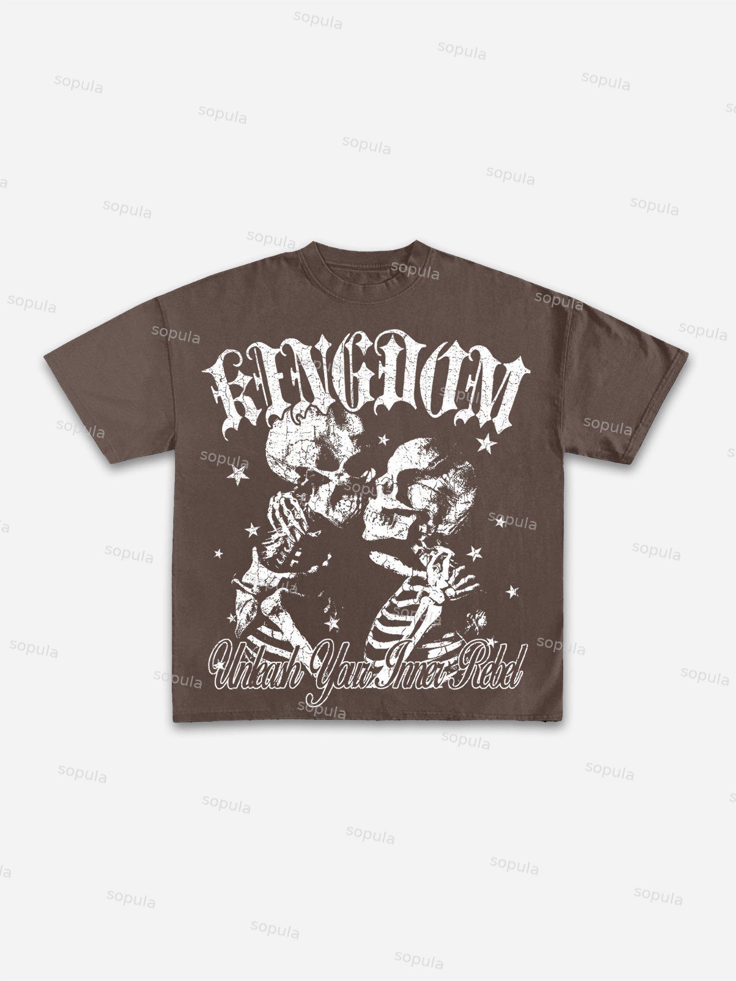 Skull Graphic Print Cotton T-shirt Product Image