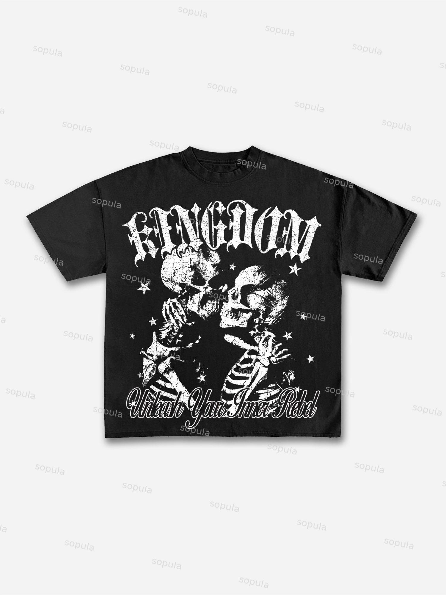 Skull Graphic Print Cotton T-shirt Product Image