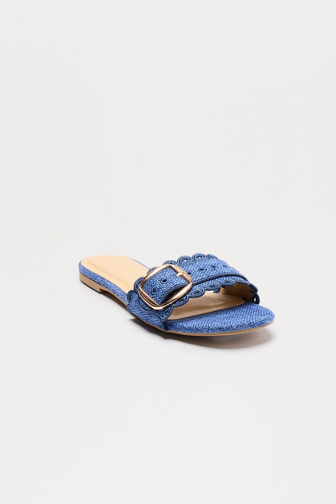 Nuala Buckle Slip On Sandals - Denim Female Product Image