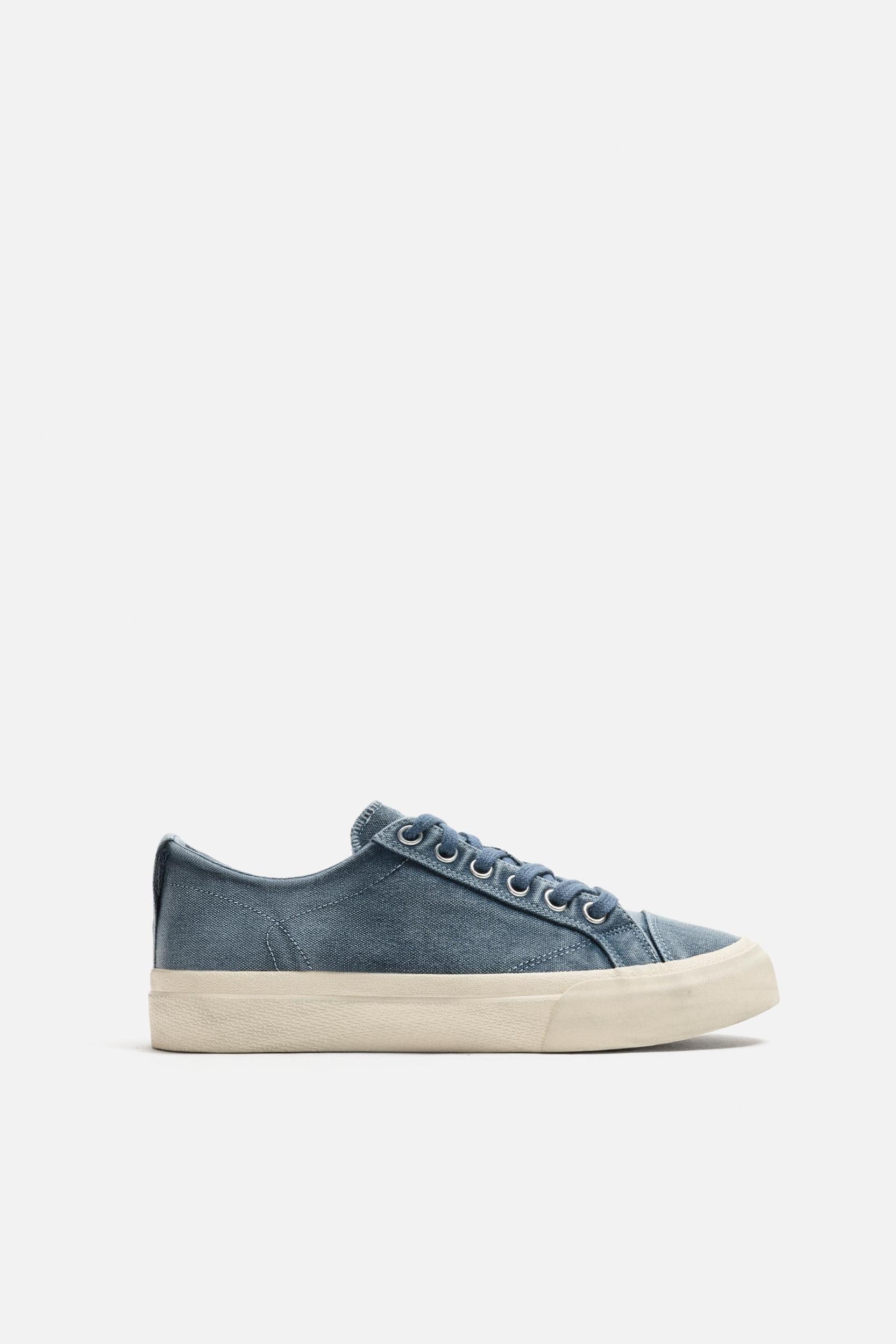 DISTRESSED FABRIC SNEAKERS Product Image
