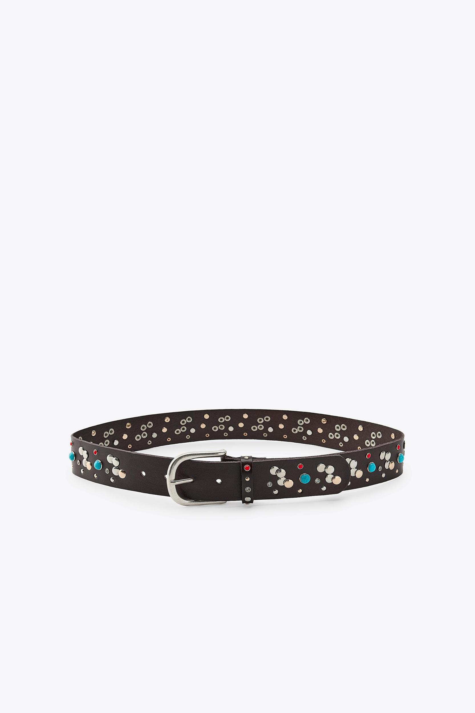 LEATHER BELT WITH STONES AND STUDS Product Image