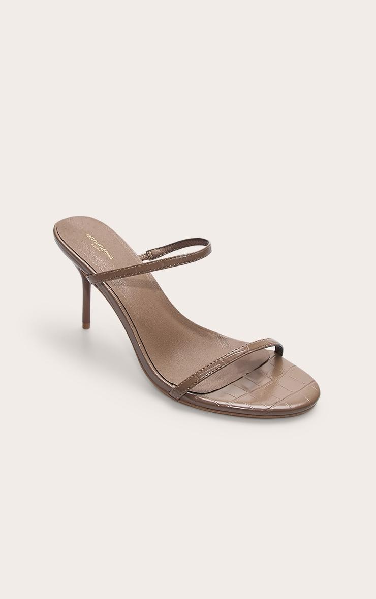 Mushroom Wide Fit Pu Round Toe Strappy Stiletto Heeled Mules Product Image