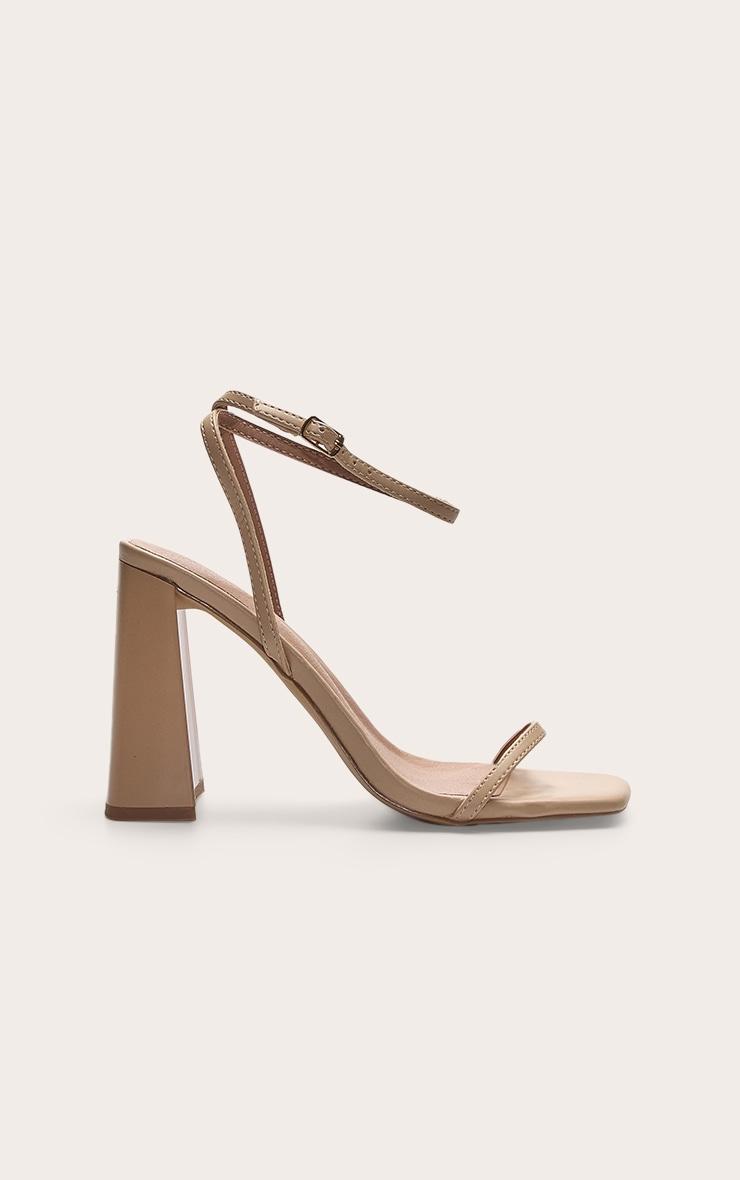 Nude Square Toe High Block Heeled Sandals Product Image