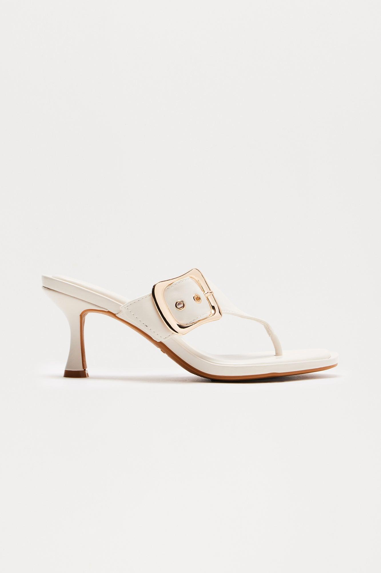 Canelo Buckle Thong Mules - Ivory Product Image