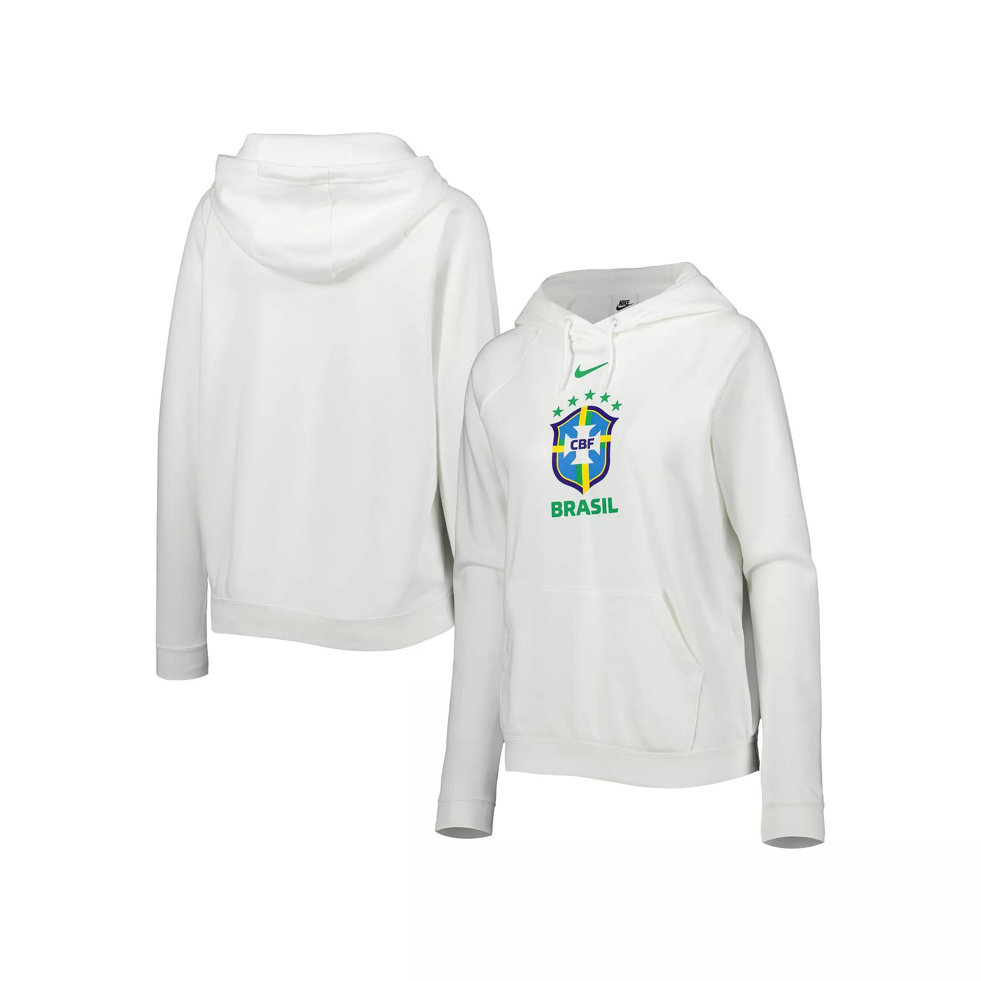 Women's Nike White Brazil National Team Varsity Raglan Tri-Blend Pullover Hoodie, Size: XL, Soc White Product Image
