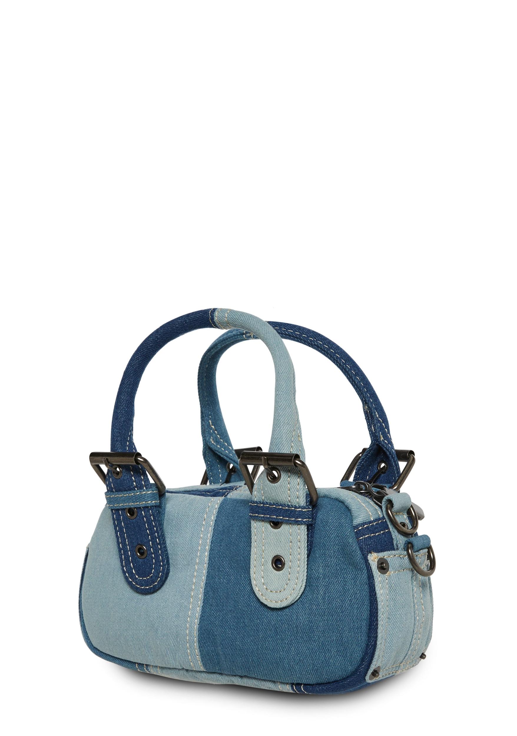 Denim Patchwork Handbag - Blue Product Image